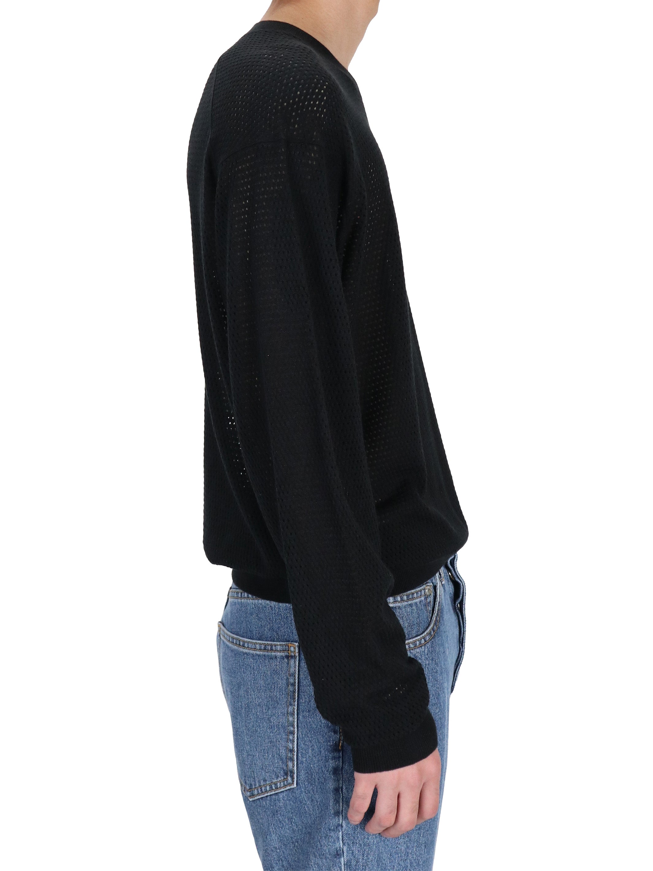 MESH KNIT CREW NECK PULLOVER