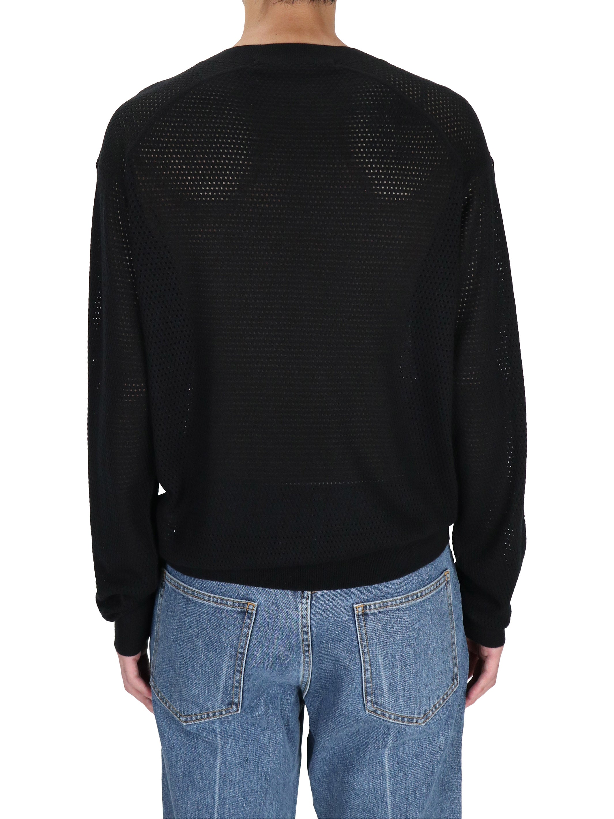MESH KNIT CREW NECK PULLOVER
