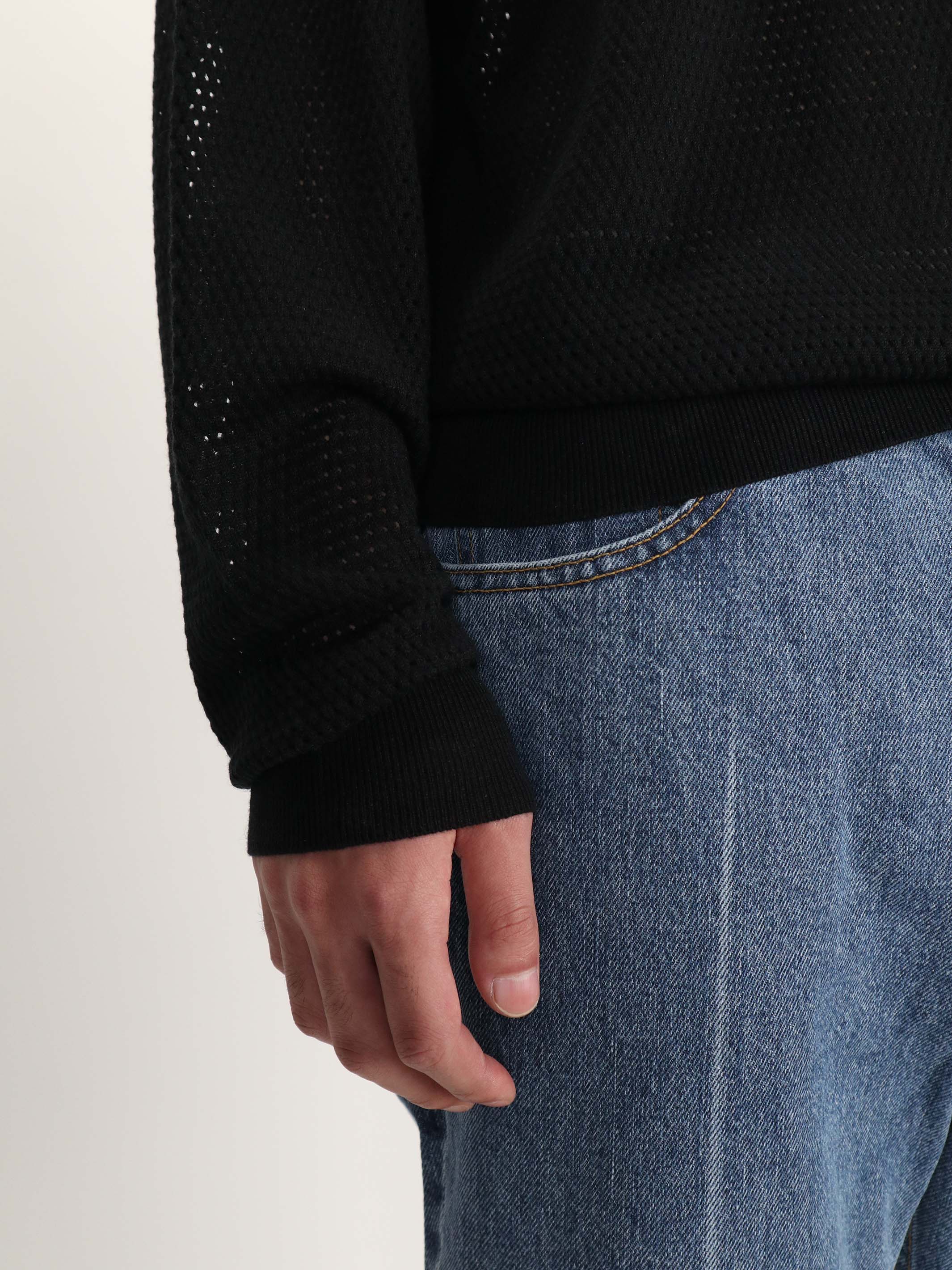 MESH KNIT CREW NECK PULLOVER