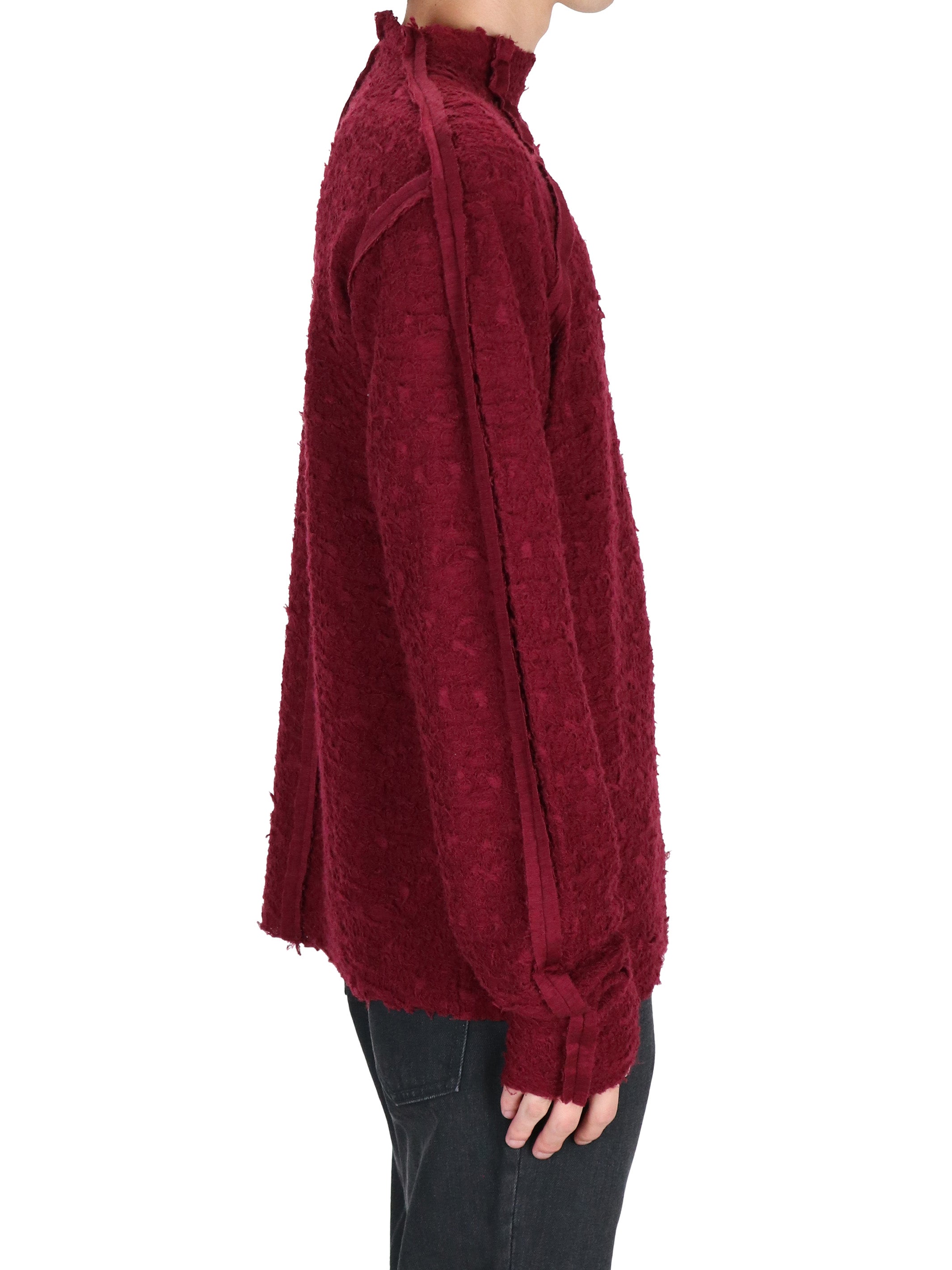 WOOL JACQUARD CUT-OUT TURTLE NECK TOP