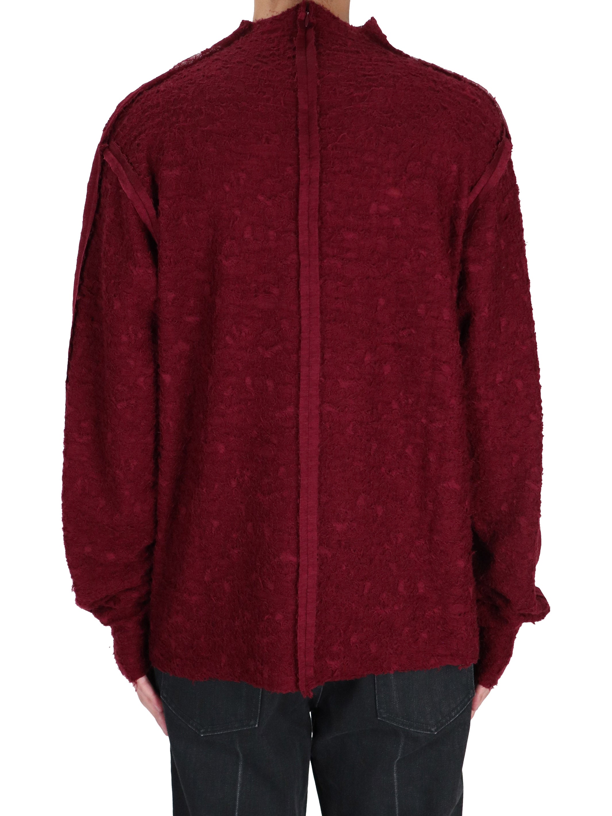WOOL JACQUARD CUT-OUT TURTLE NECK TOP