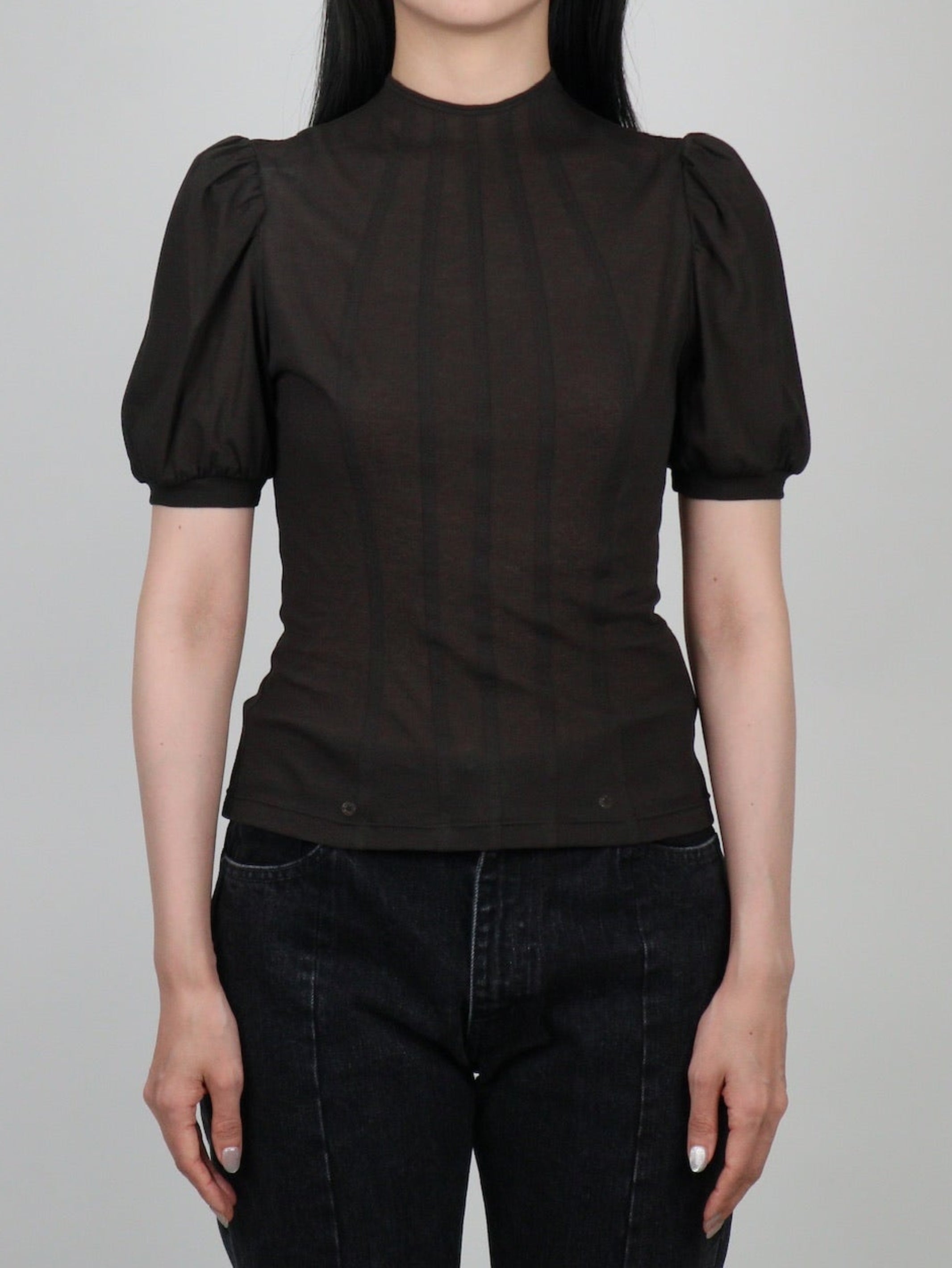 COTTON JERSEY PUFF SLEEVE T-SHIRT