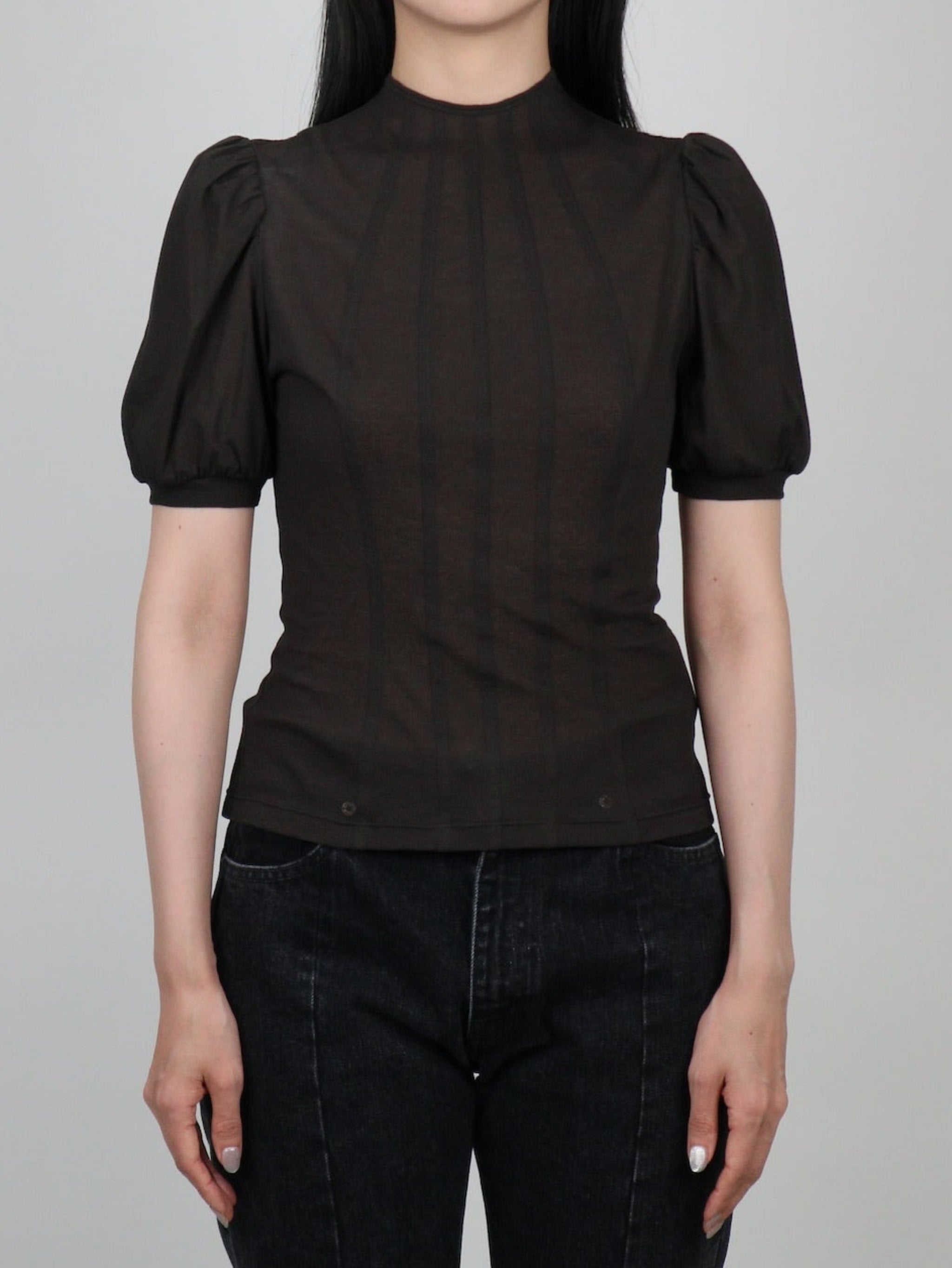 COTTON JERSEY PUFF SLEEVE T-SHIRT