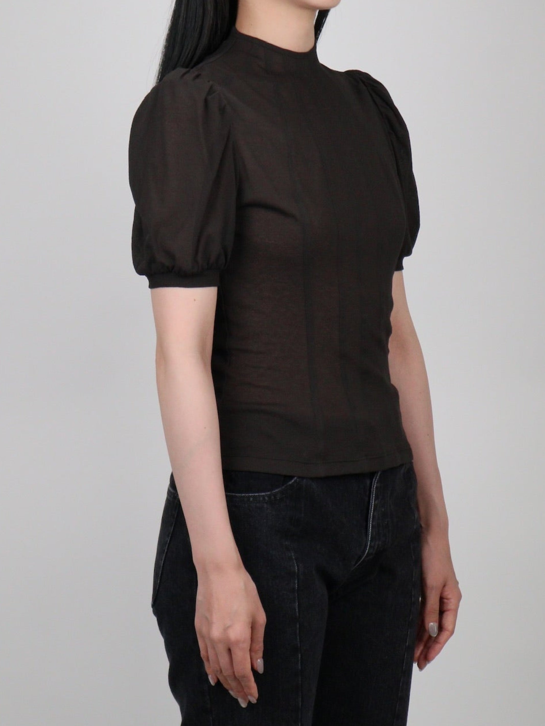 COTTON JERSEY PUFF SLEEVE T-SHIRT