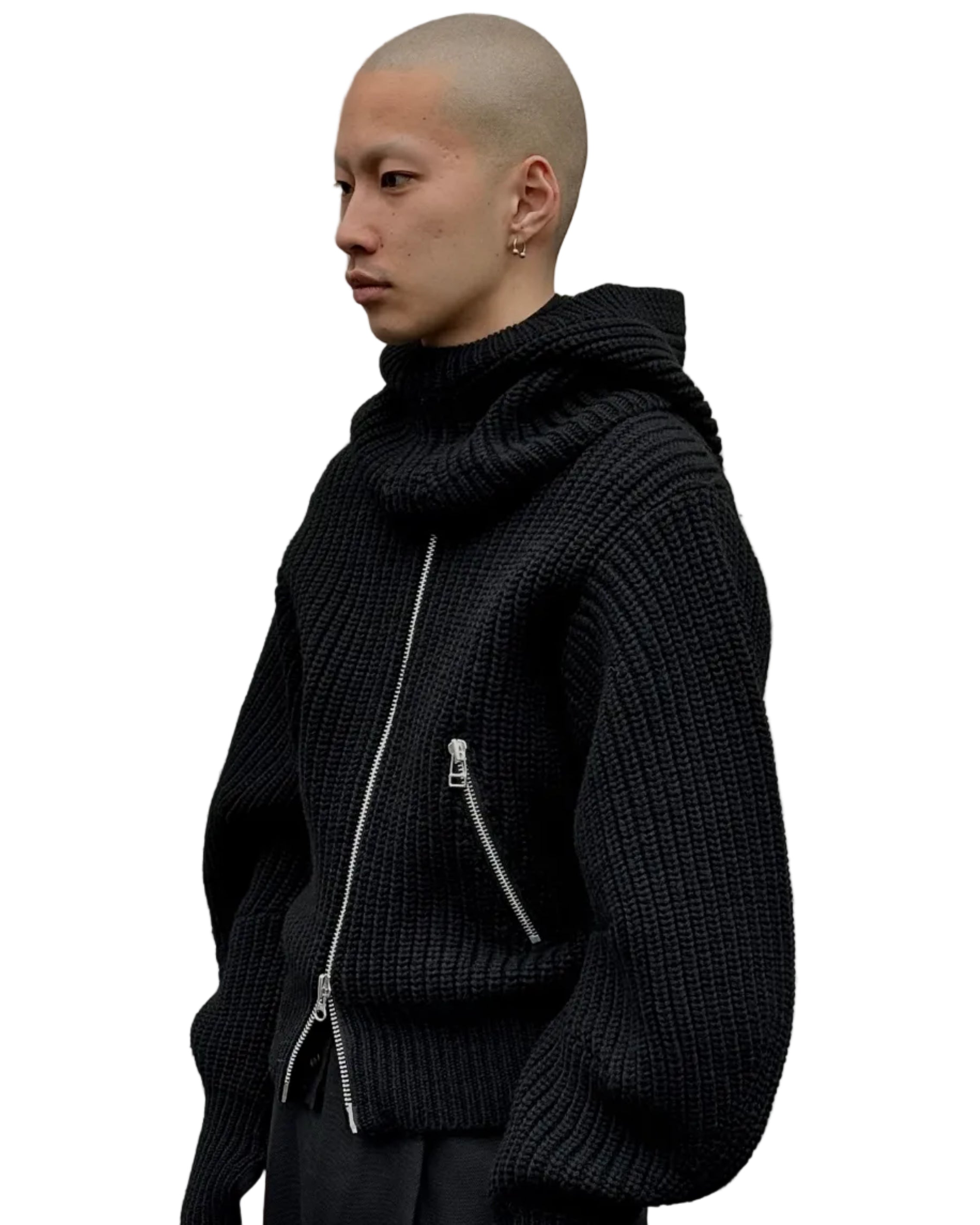 RIBBED KNIT HOOD