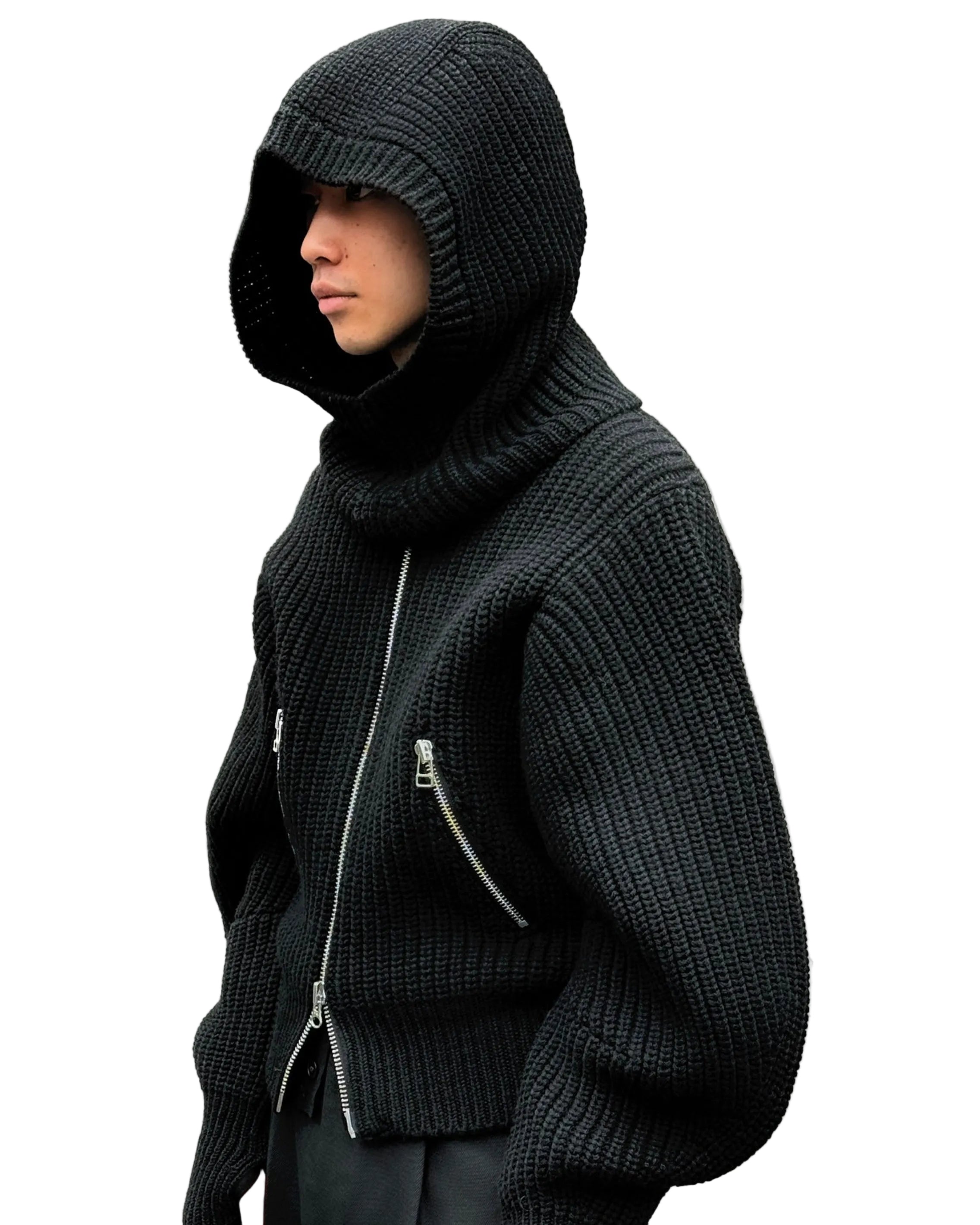 RIBBED KNIT HOOD