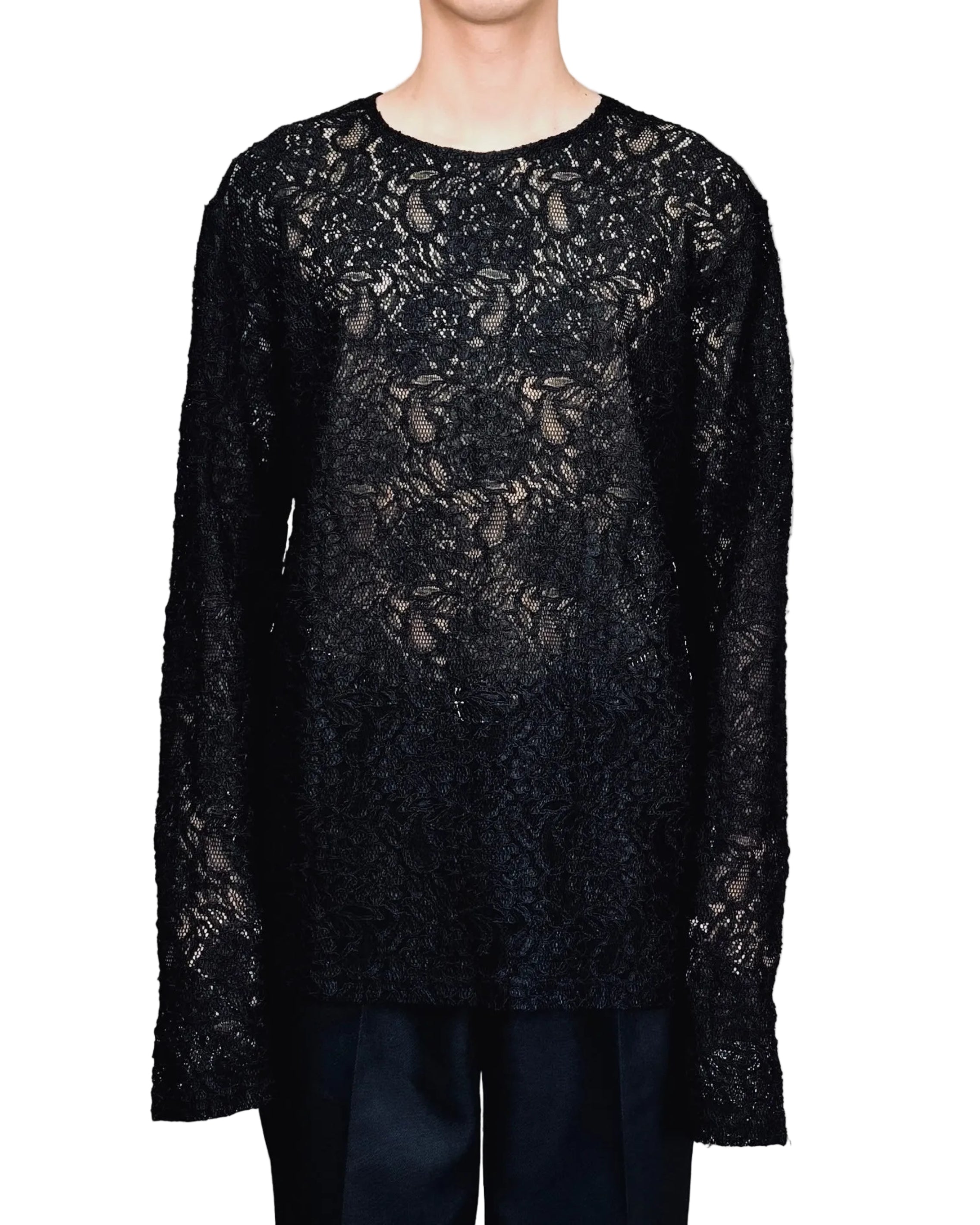 トップス JOHNLAWRENCESULLIVAN LACE SHIRT 48 BLACK MENS ALL ITEMS