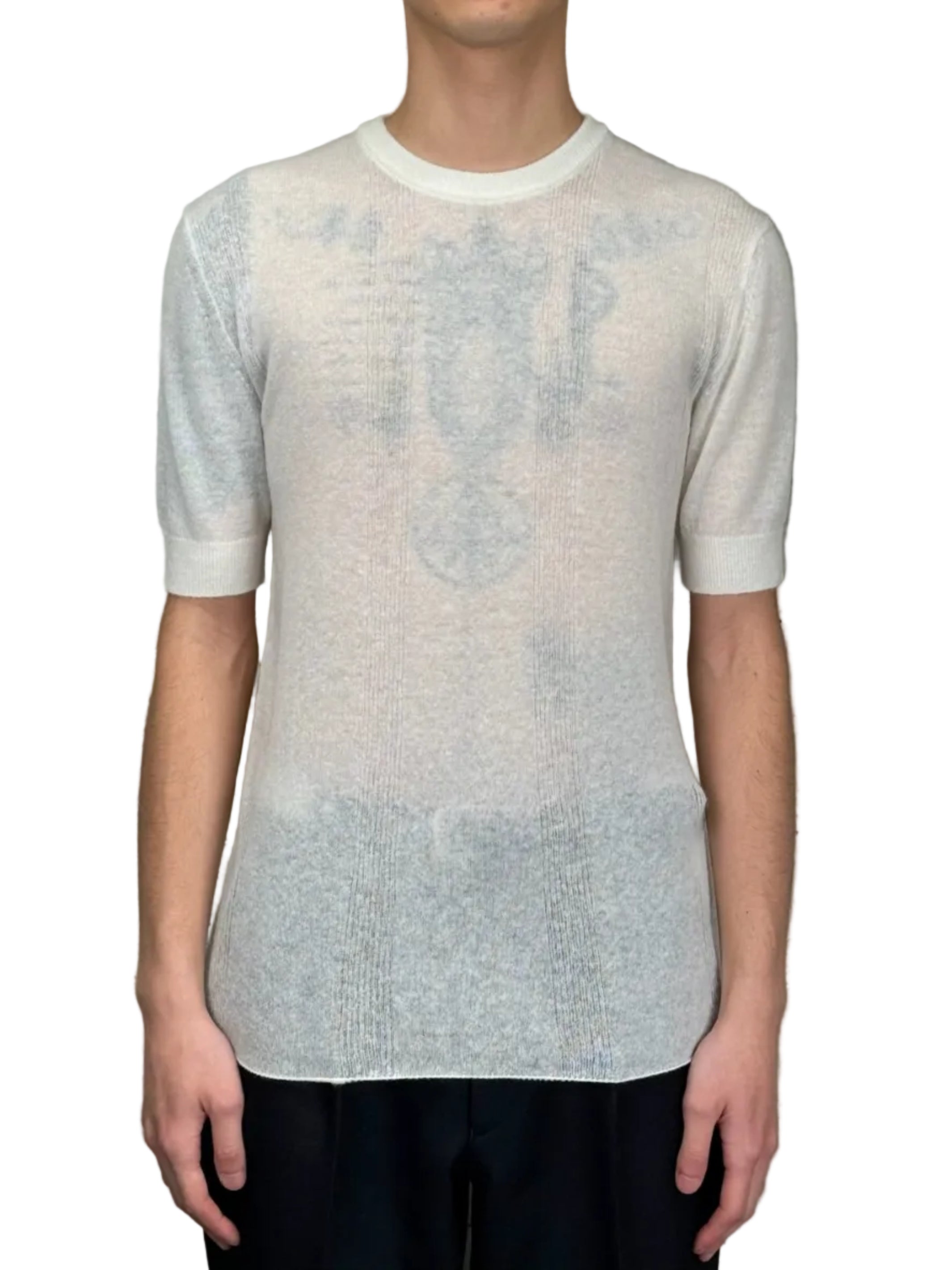 WOOL CASHMERE RIB KNIT TEE