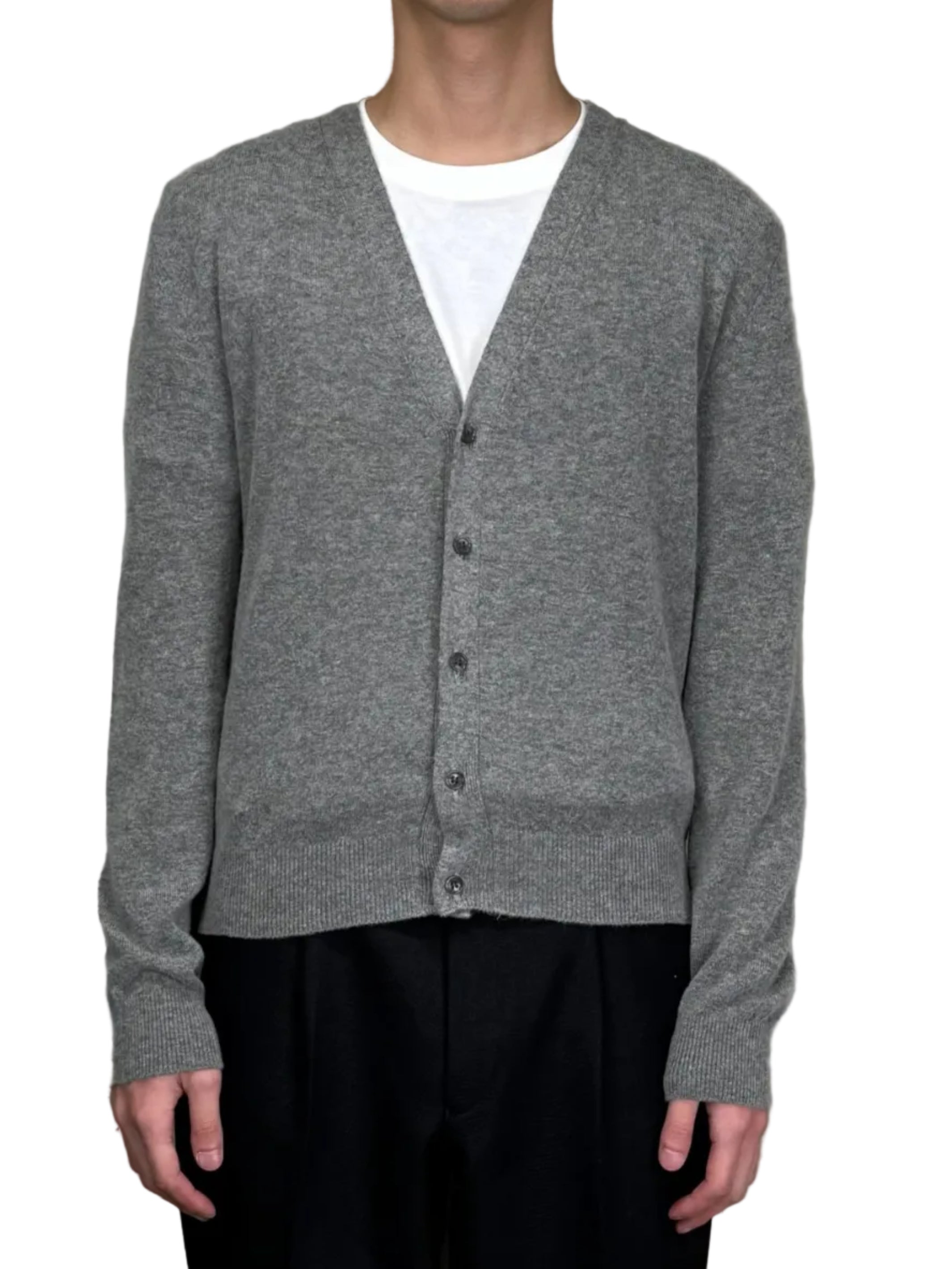 WOOL CASHMERE RIB KNIT CARDIGAN