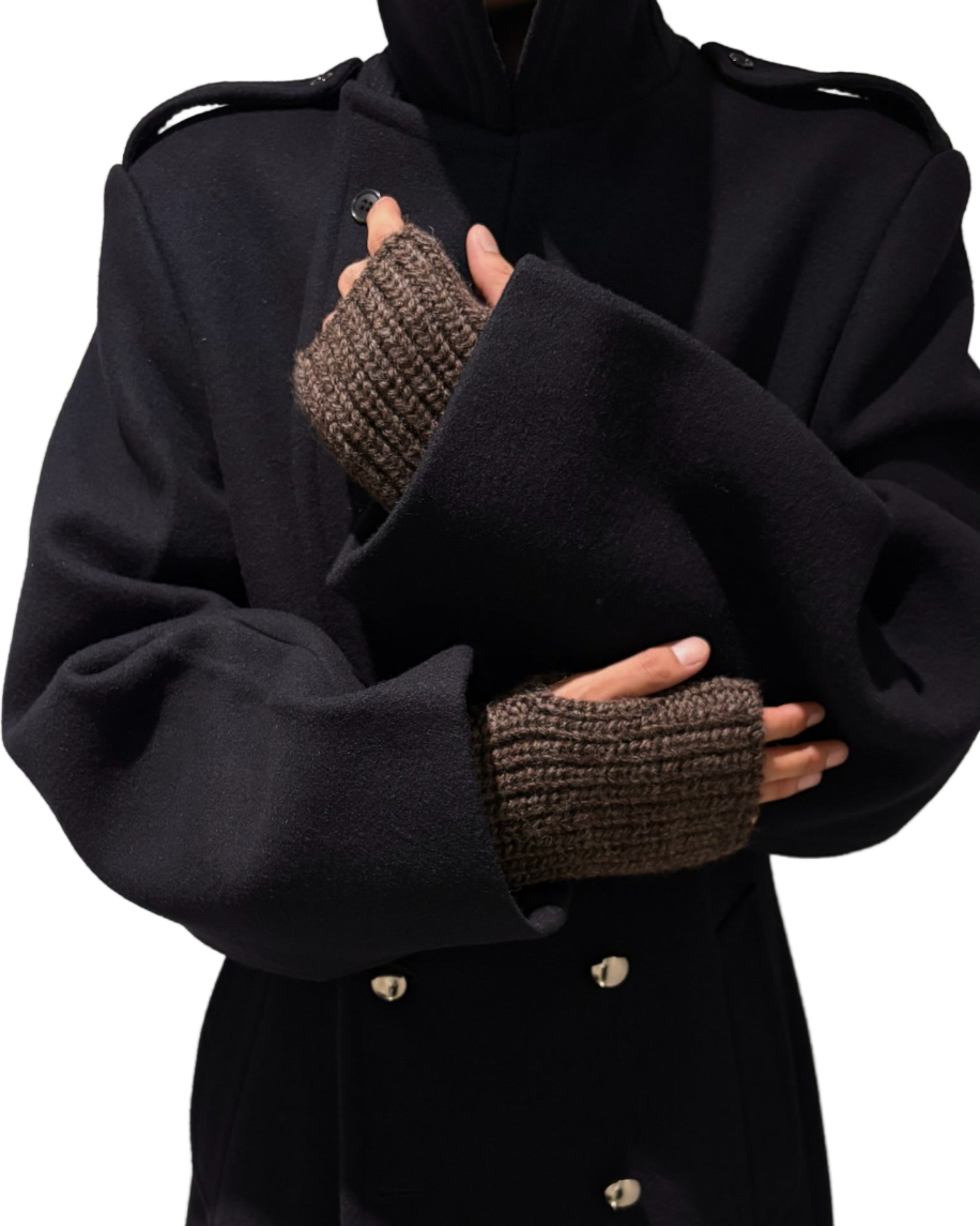 RIBBED FINGERLESS KNIT GLOVES