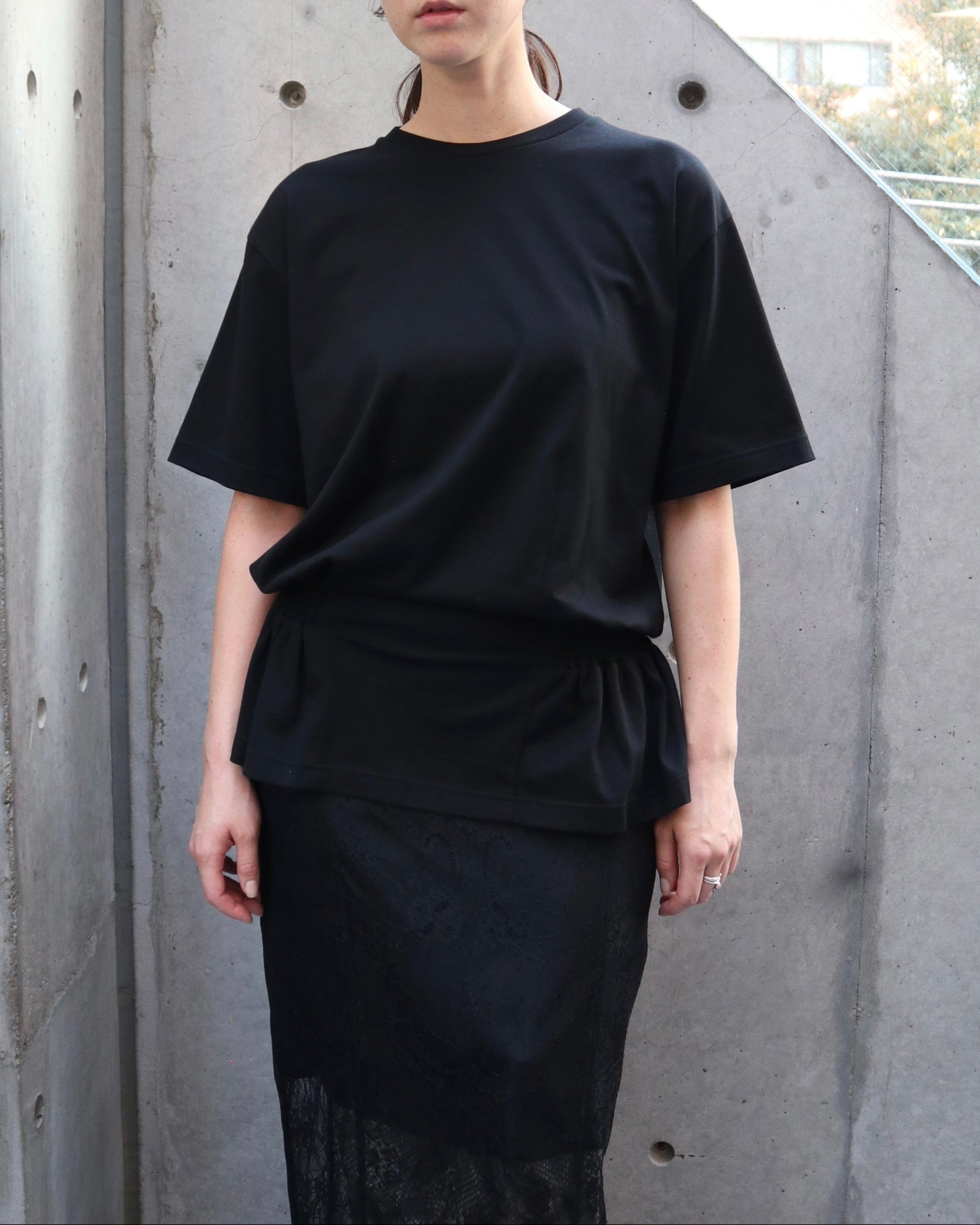 COTTON JERSEY PEPLUM TEE