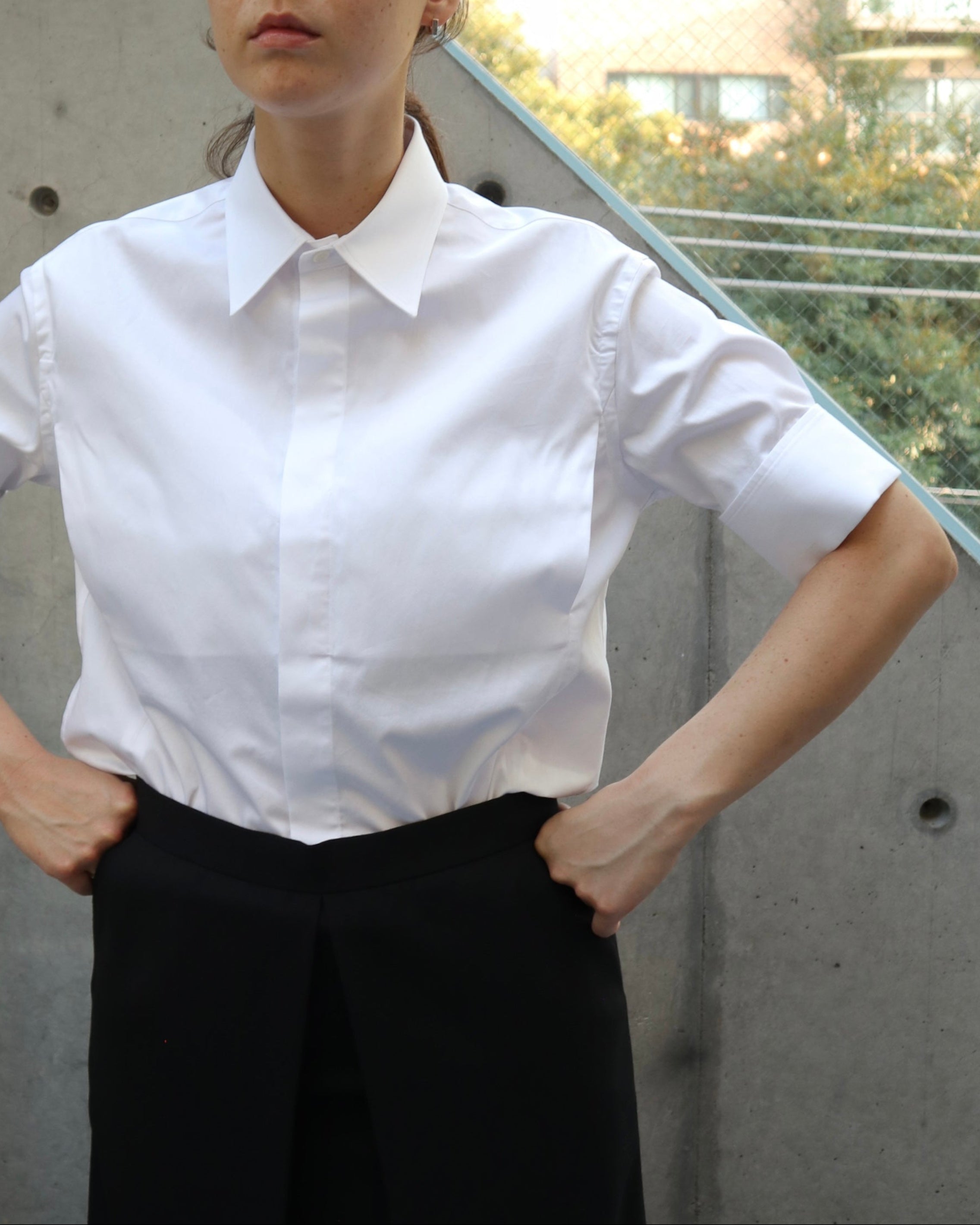 COTTON SATIN HALF SLEEVE SHIRT