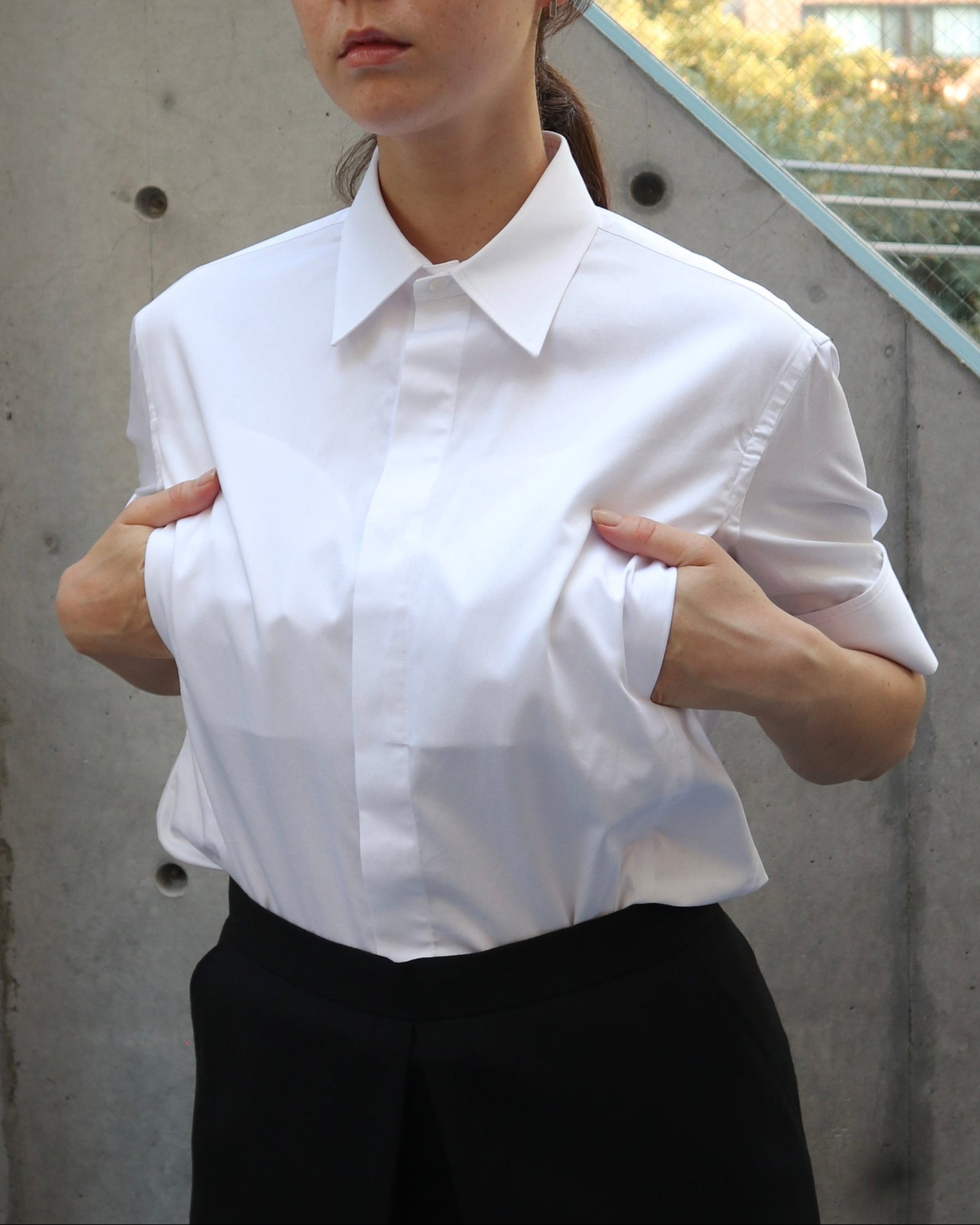 COTTON SATIN HALF SLEEVE SHIRT
