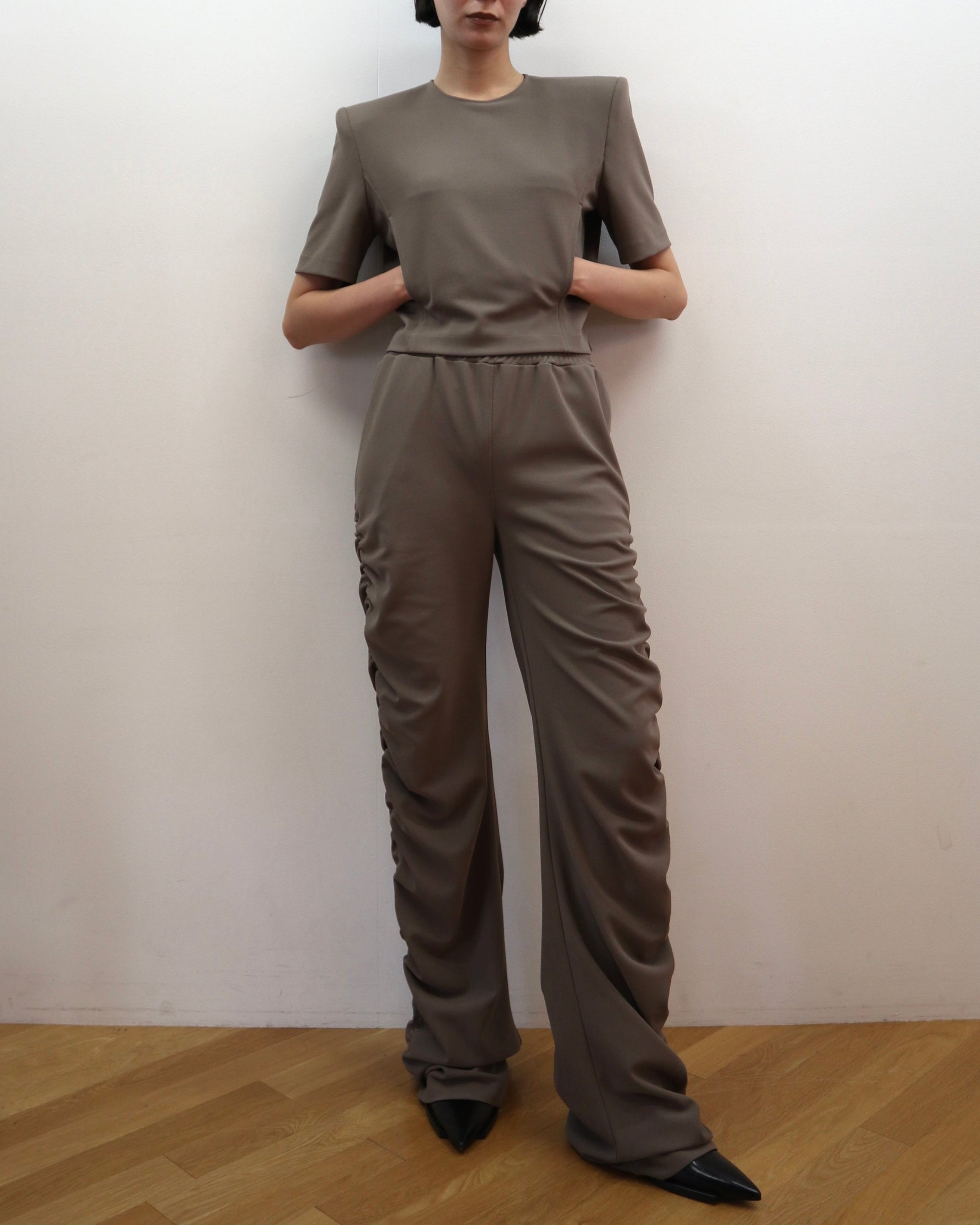 PONTE JERSEY GATHERED PANTS