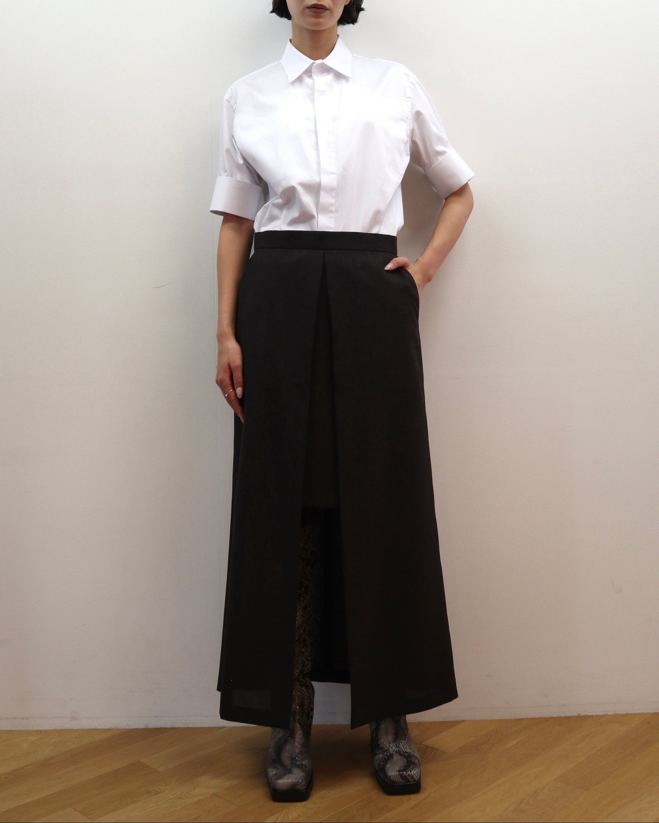 WOOL POLA LAYERED SKIRT