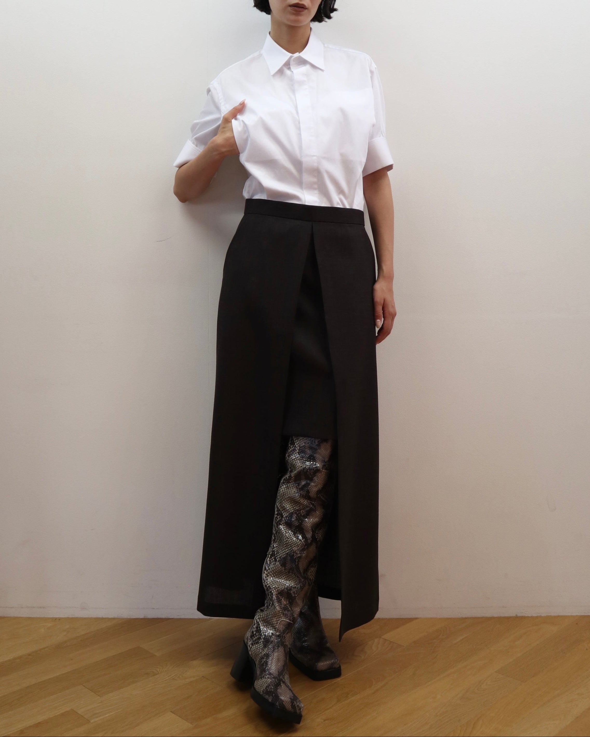 WOOL POLA LAYERED SKIRT