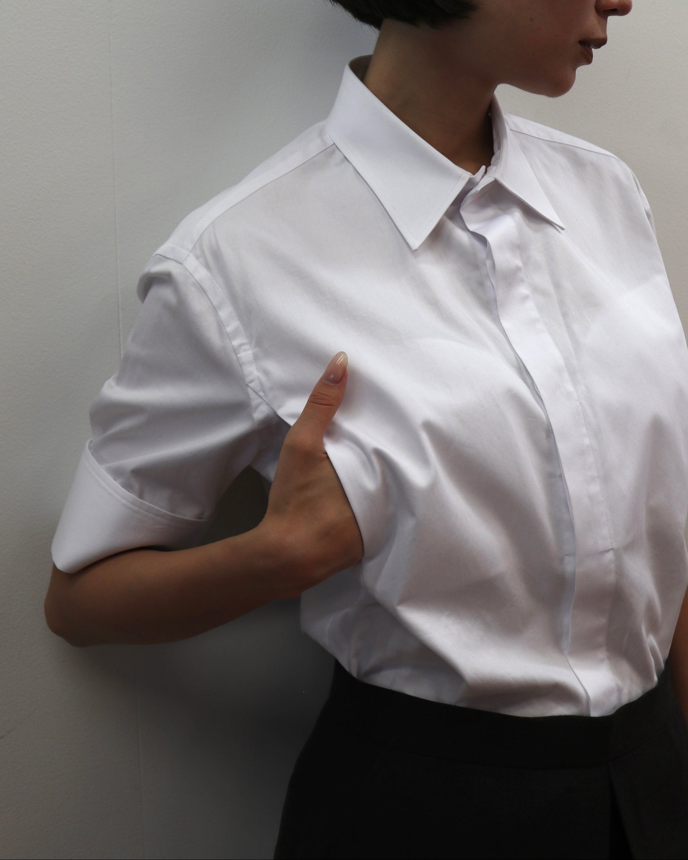 COTTON SATIN HALF SLEEVE SHIRT