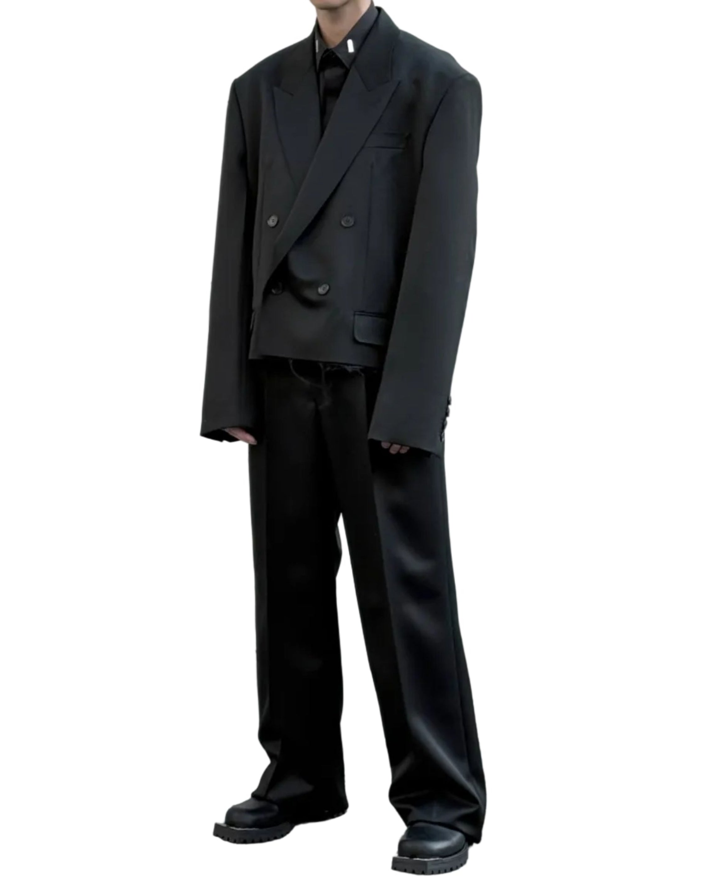 WOOL GABARDINE CUT-OFF SPENCER JACKET