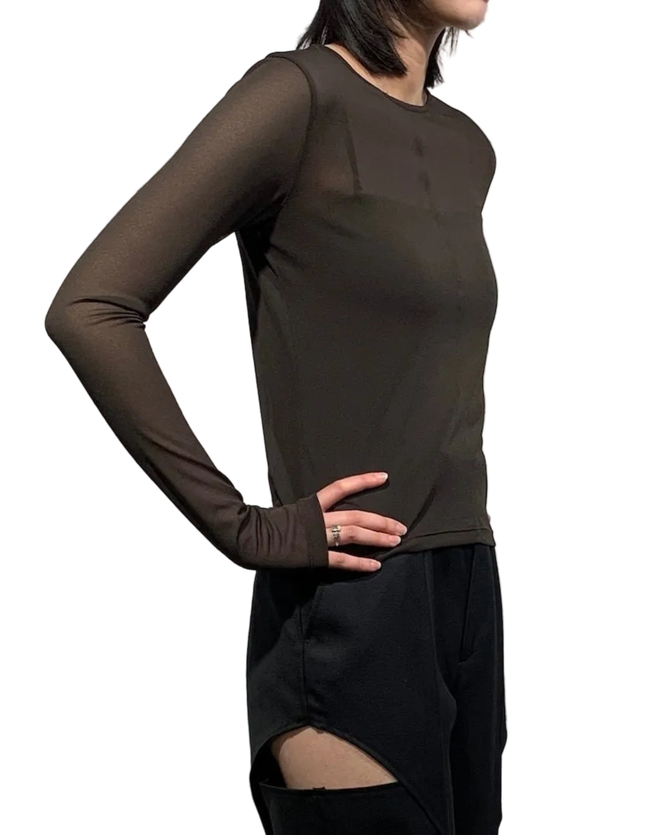 SEE-THROUGH CREW NECK TOP