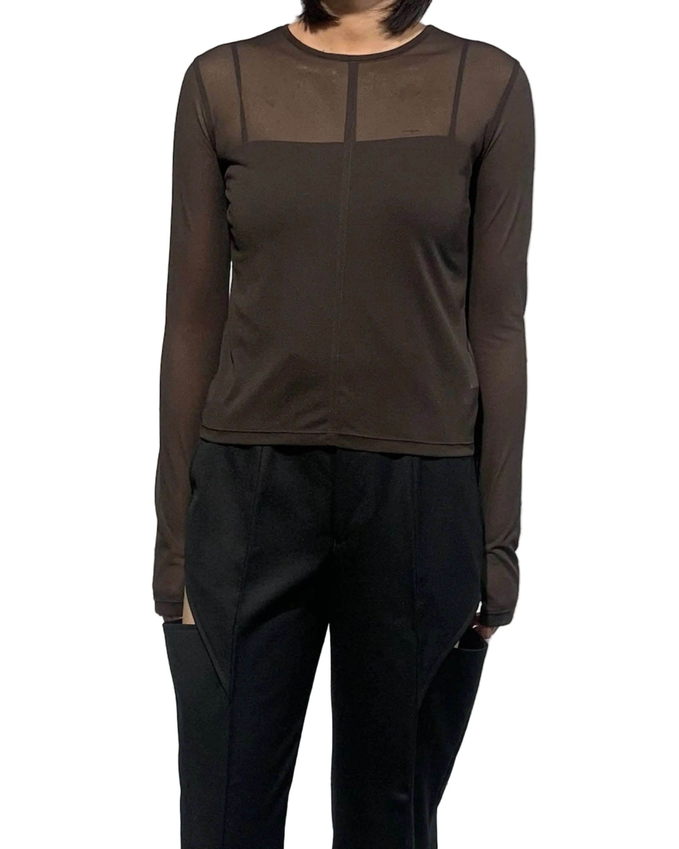 SEE-THROUGH CREW NECK TOP