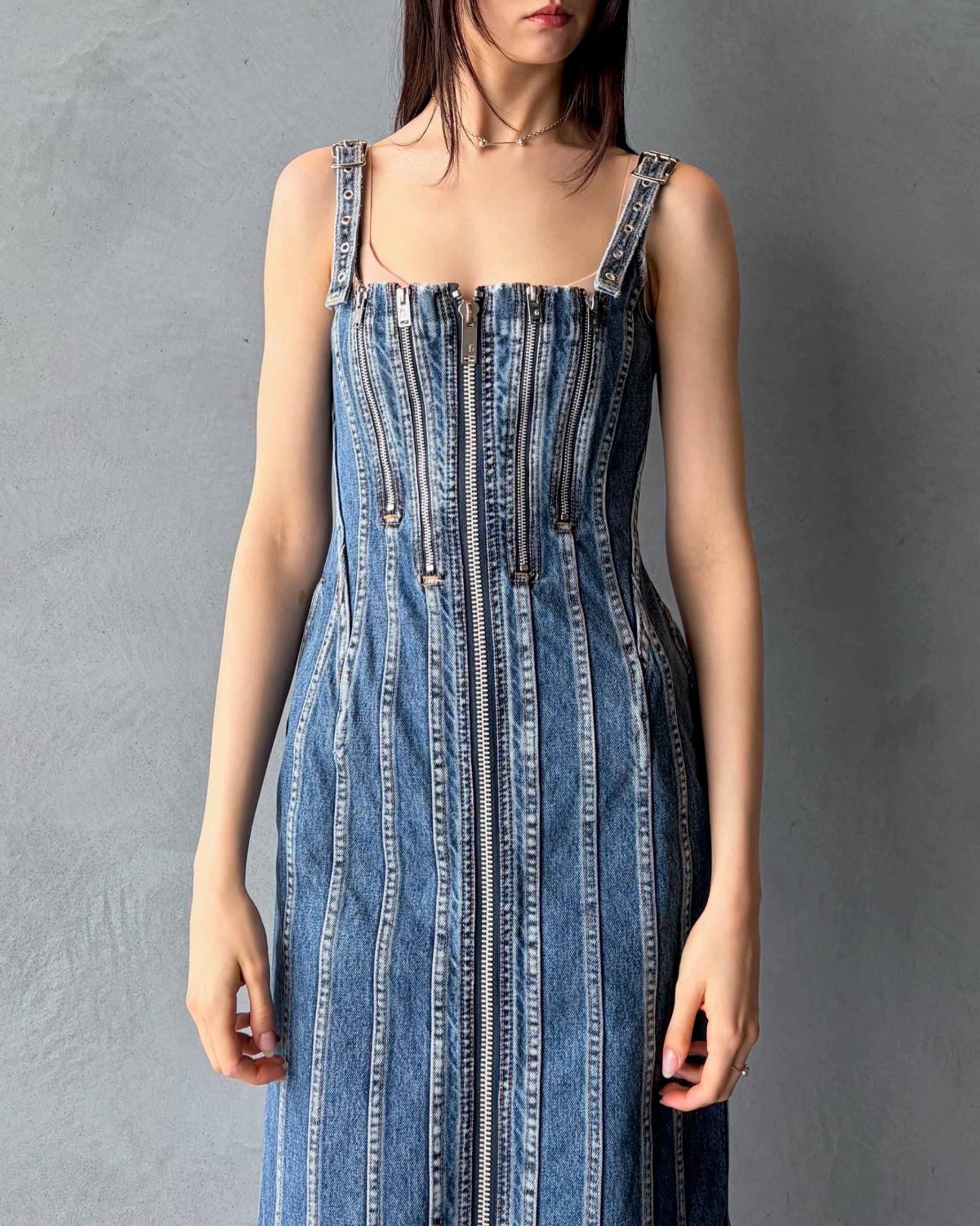 WASHED DENIM CORSET DRESS