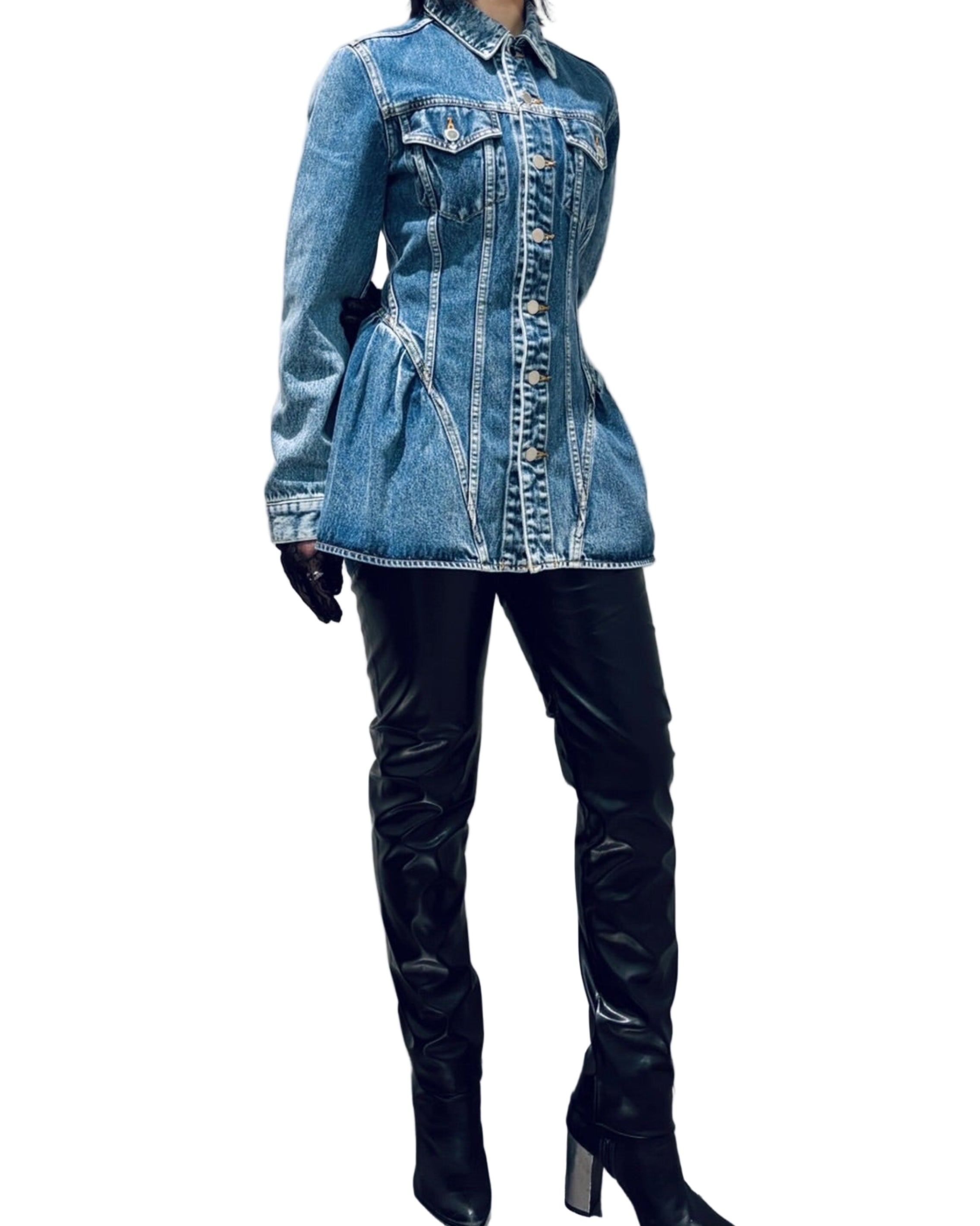 WASHED DENIM PEPLUM JACKET