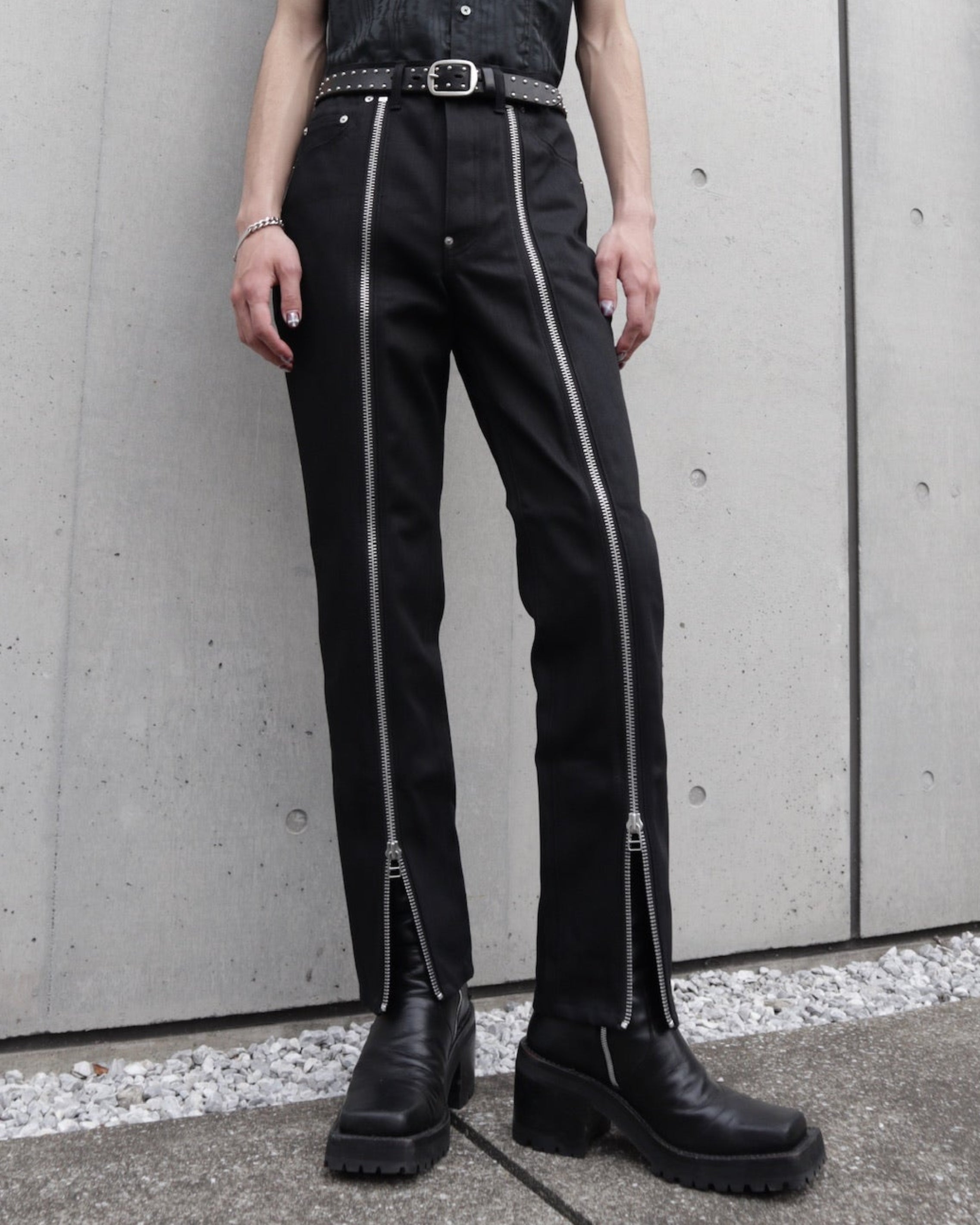 パンツ JOHN LAWRENCE SULLIVAN WASHED DENIM ZIPPED PANTS