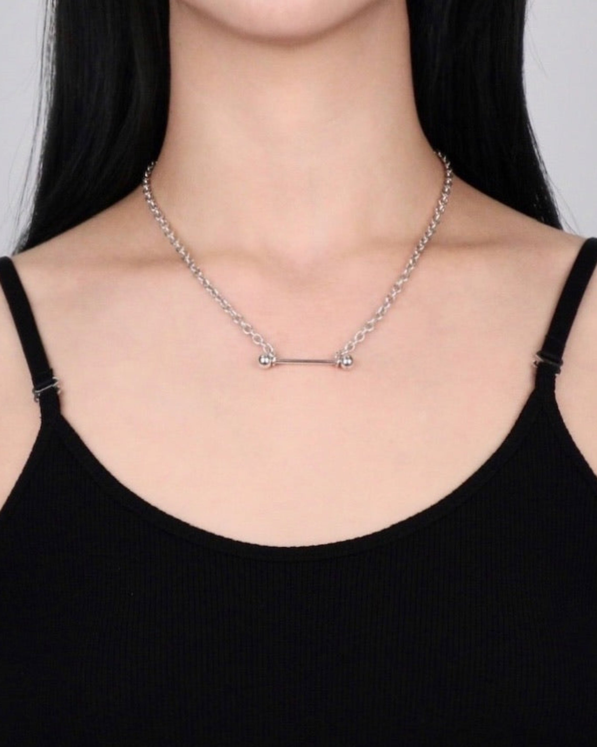 STRAIGHT BARBELL NECKLACE｜SHORT