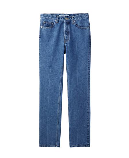 Washed denim center line pants
