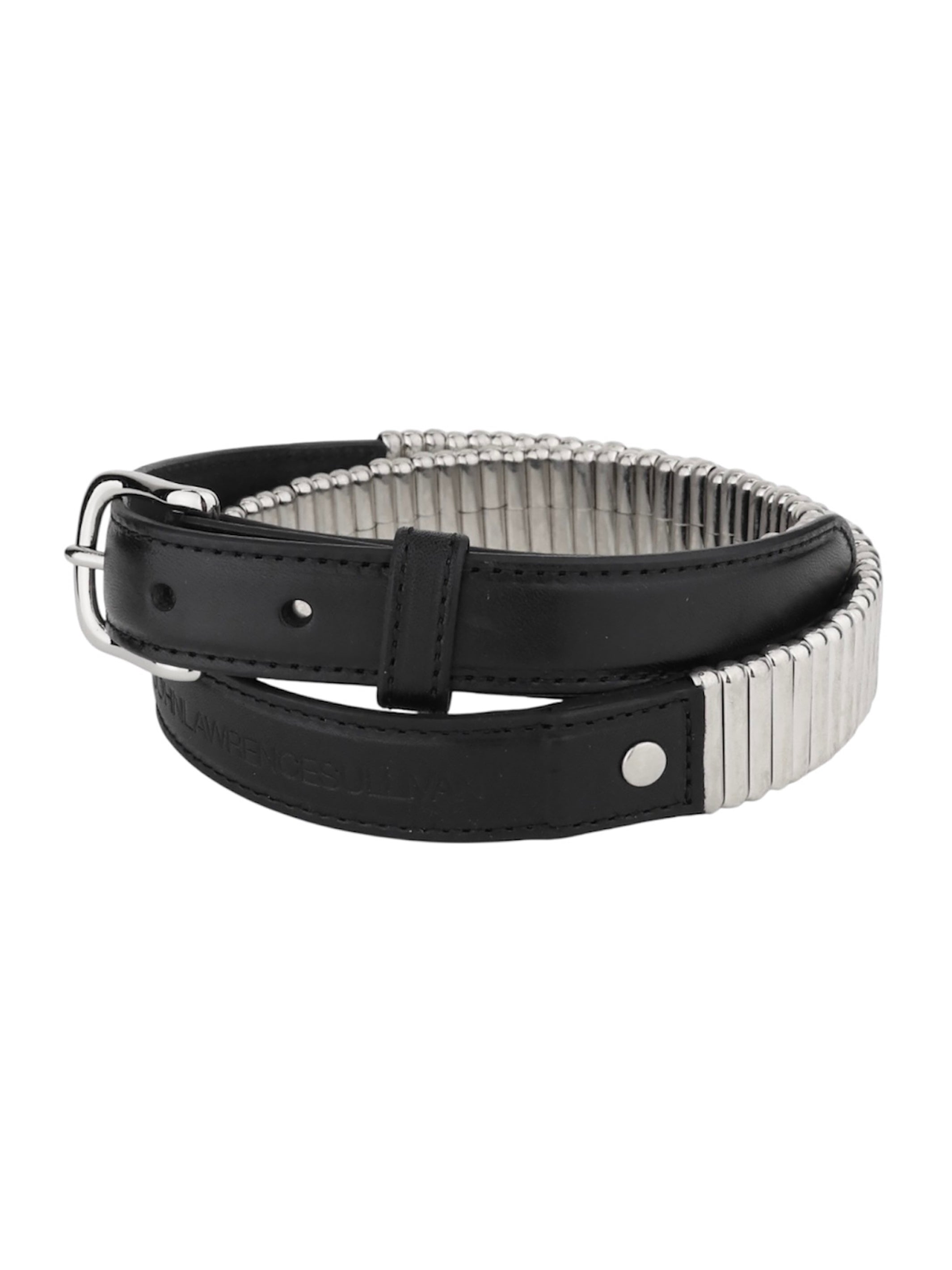 Leather belt with metal parts