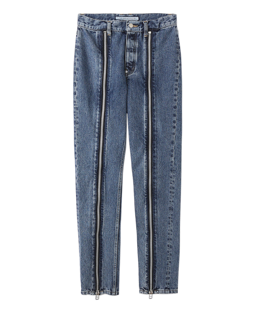 Womens washed denim zipped pants