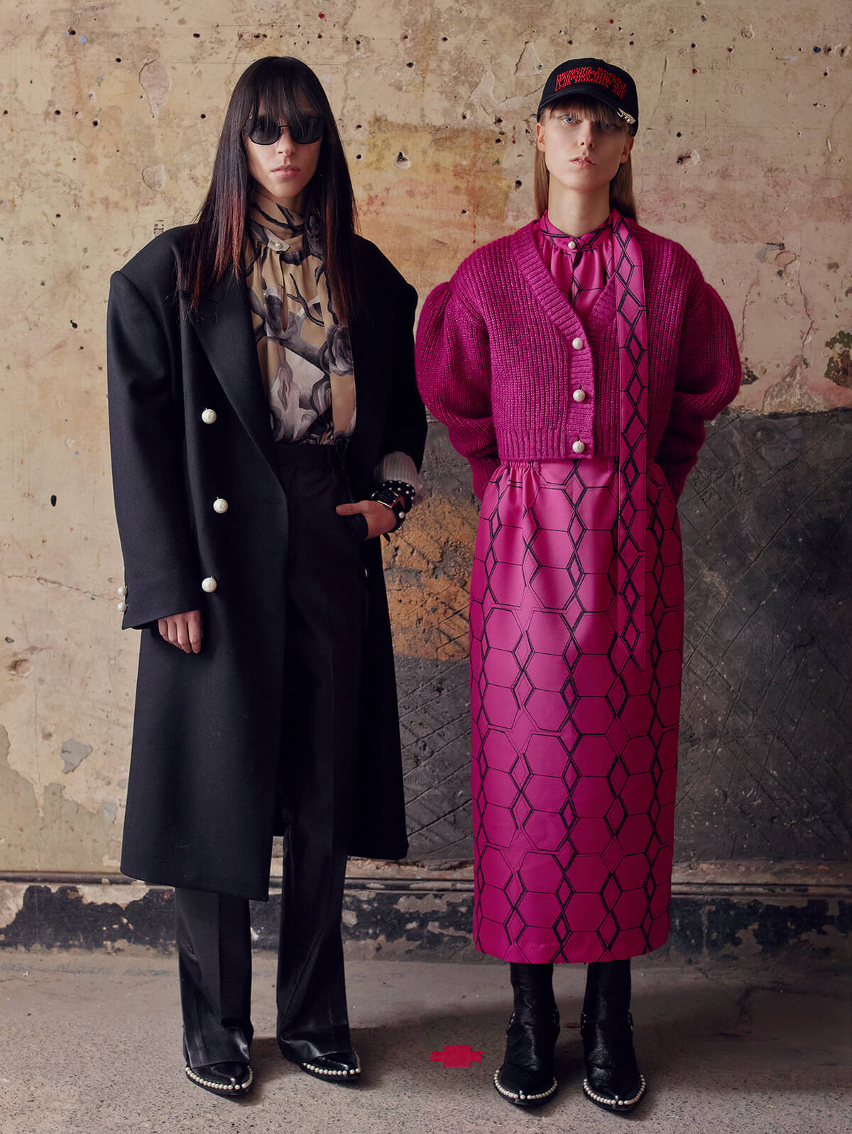 PRINTED HI-NECK DRESS WITH SCARF