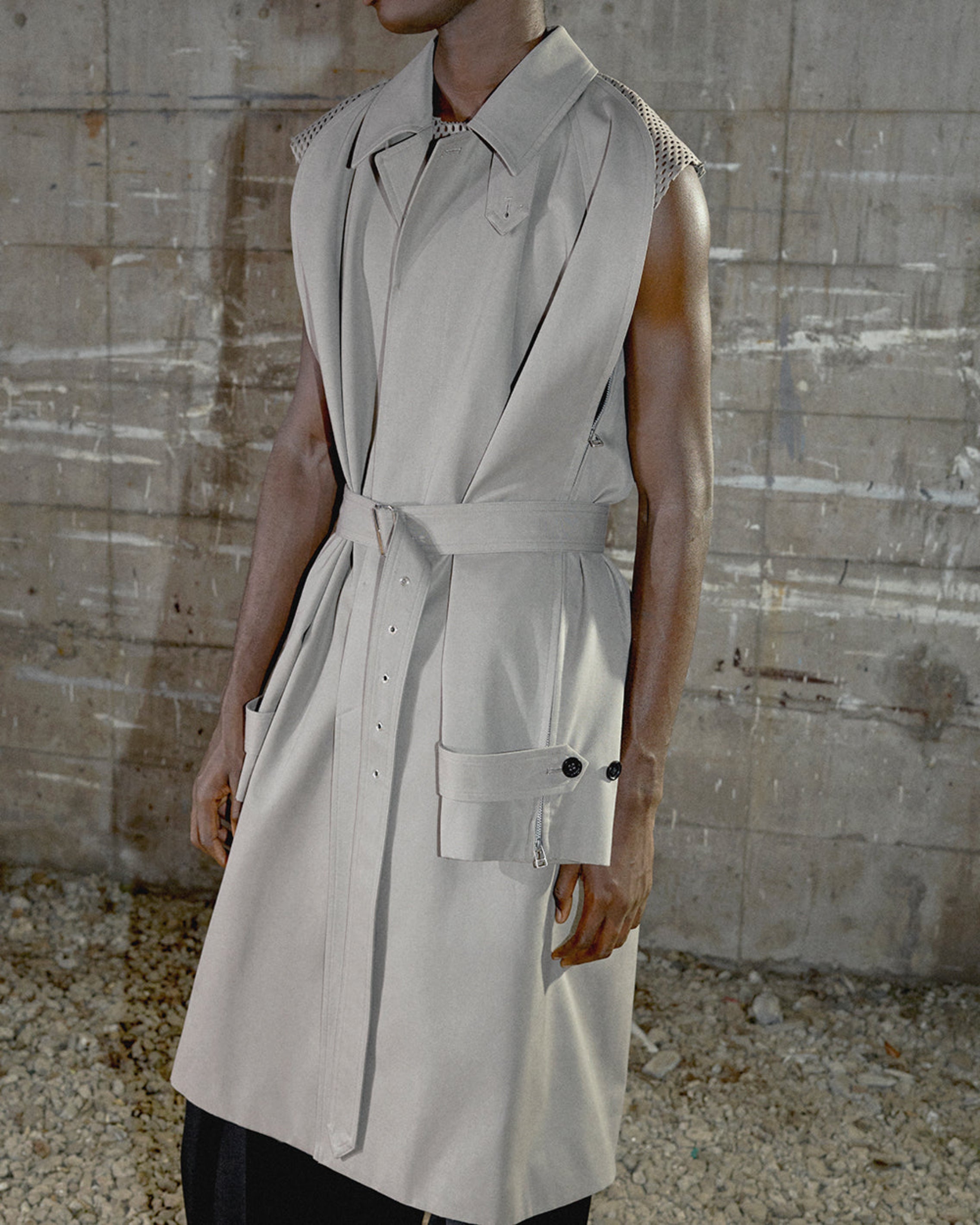 COTTON MESH SLEEVELESS TOP