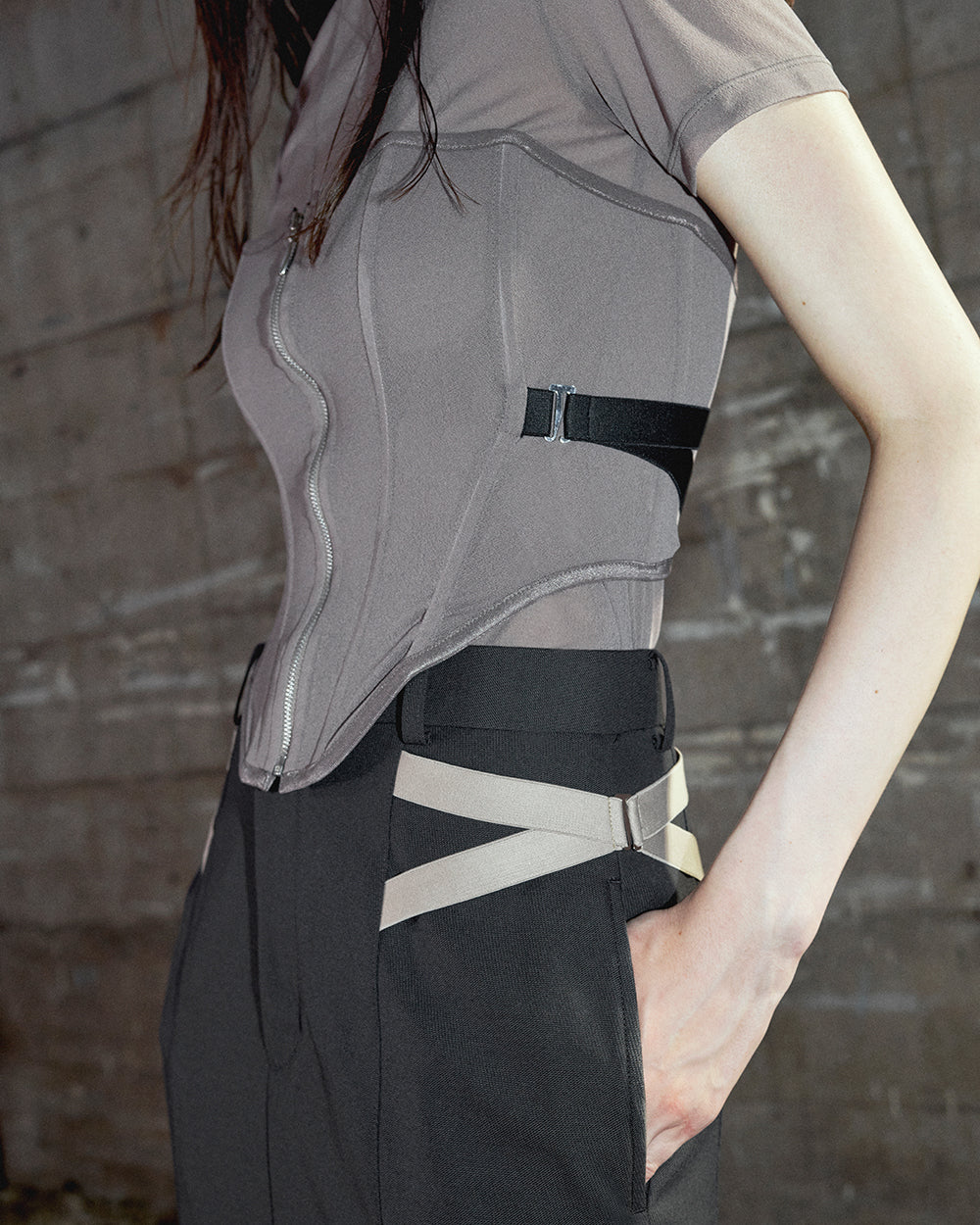 SEE-THROUGH MOCK NECK TEE