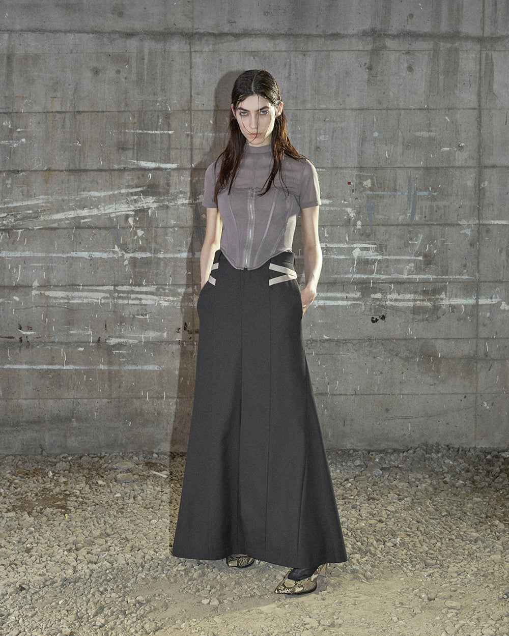 SEE-THROUGH MOCK NECK TEE