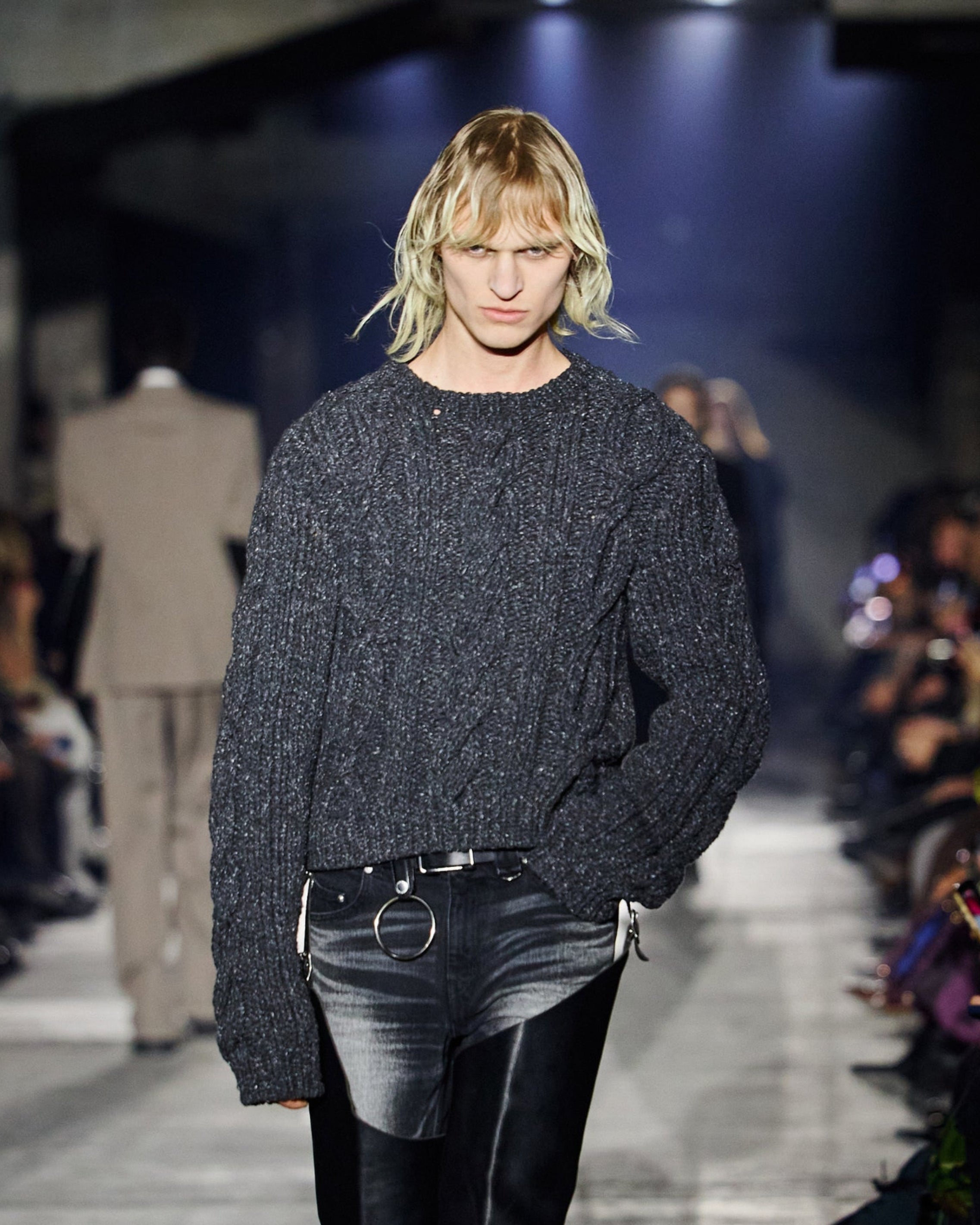 WOOL SILK HAND-KNITTED FISHERMAN KNIT SWEATER