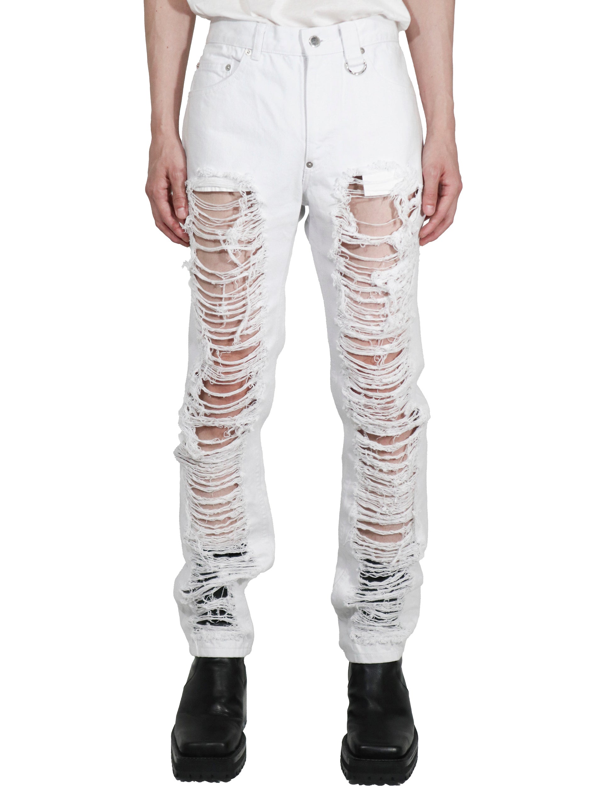 Ripped denim pants | White