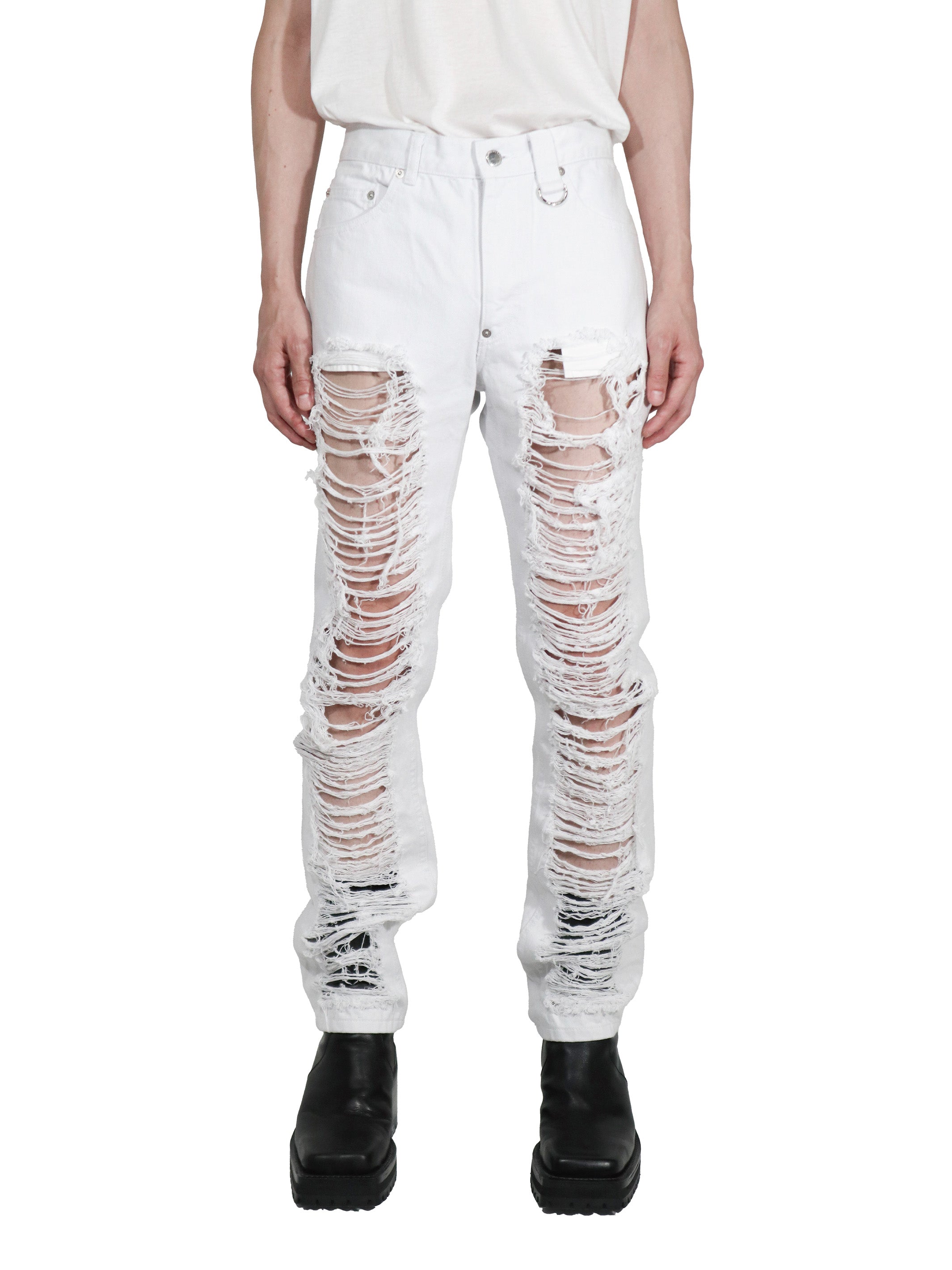 Ripped denim pants | White