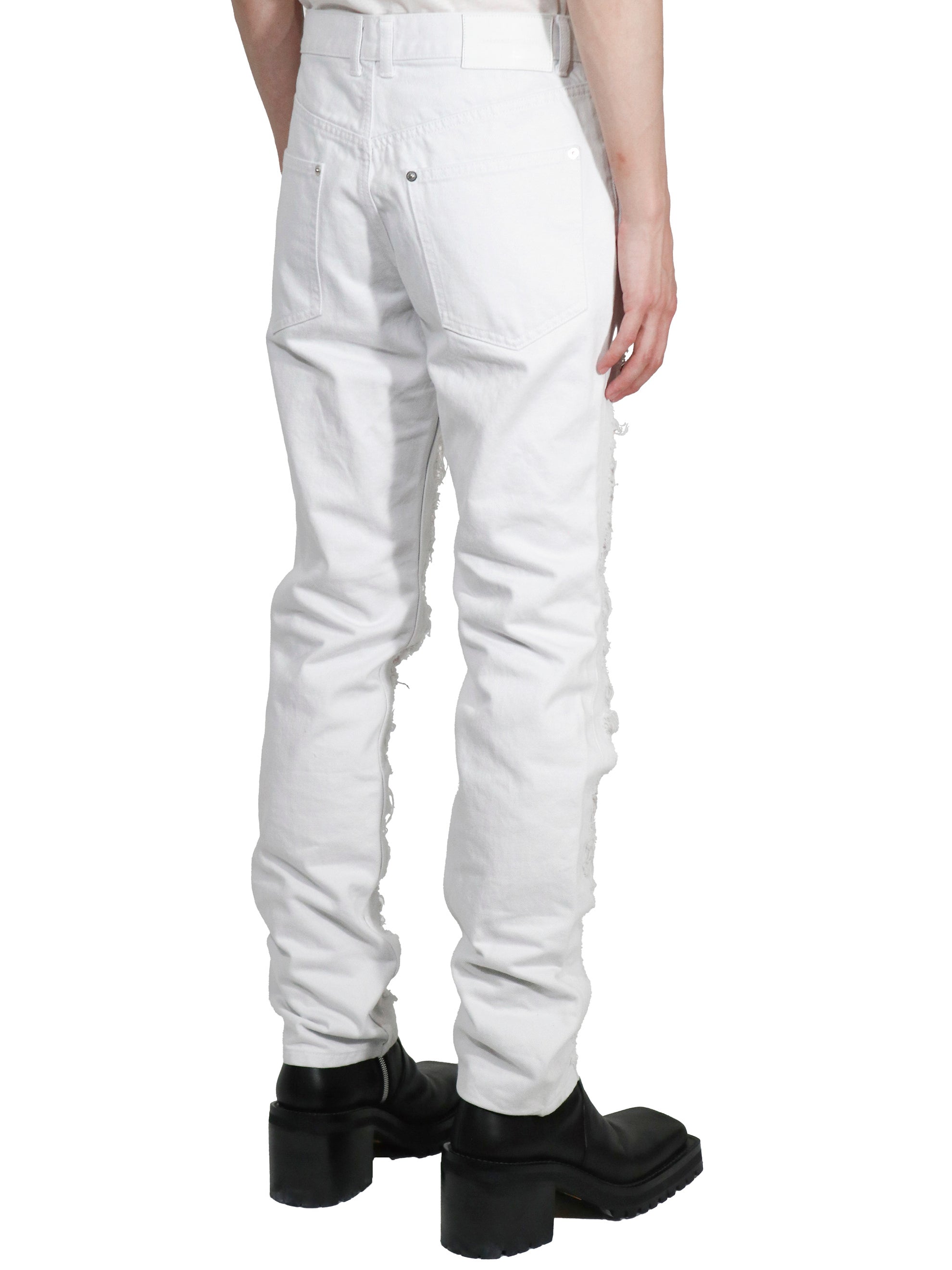 Ripped denim pants | White