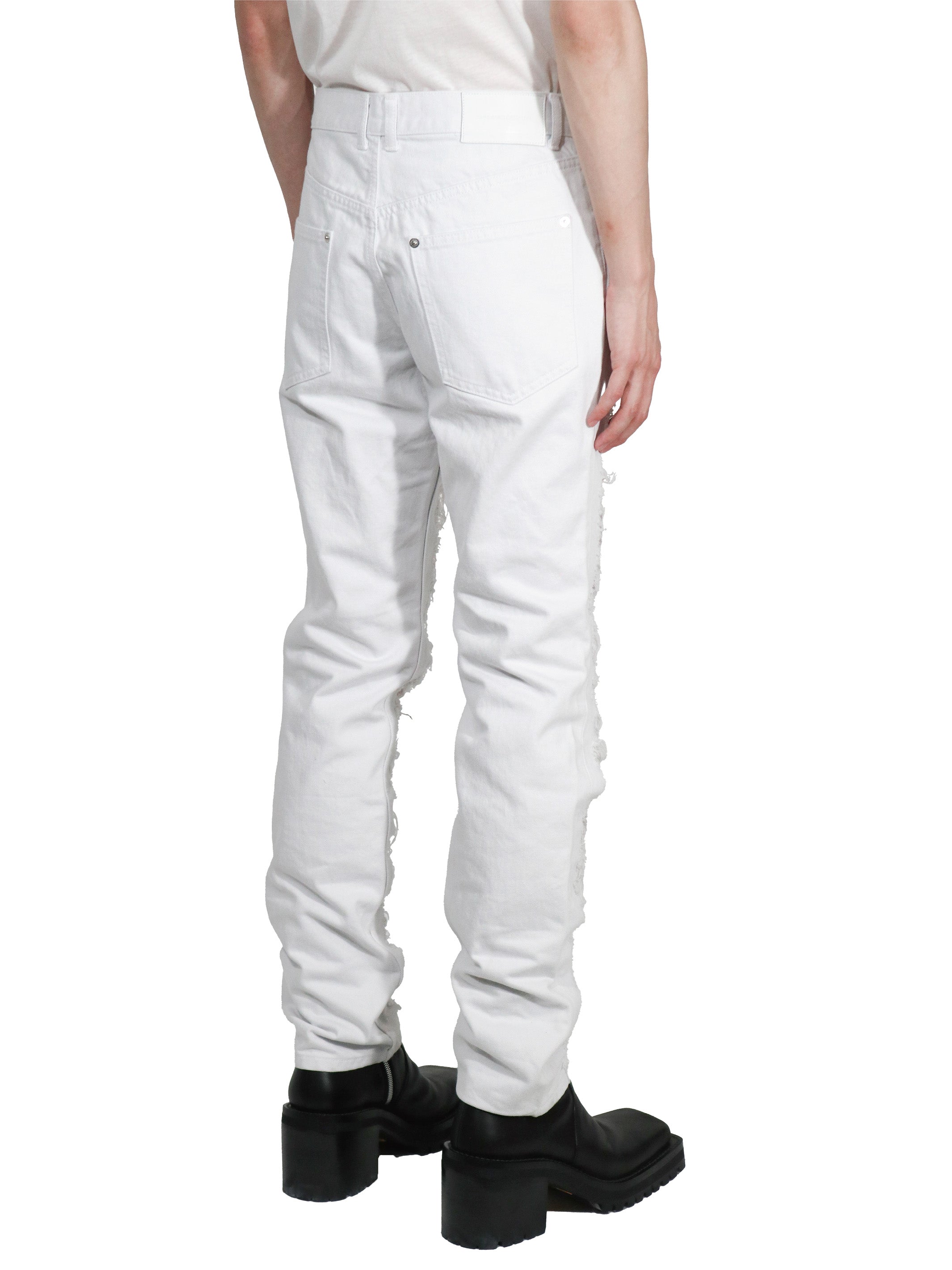 Ripped denim pants | White