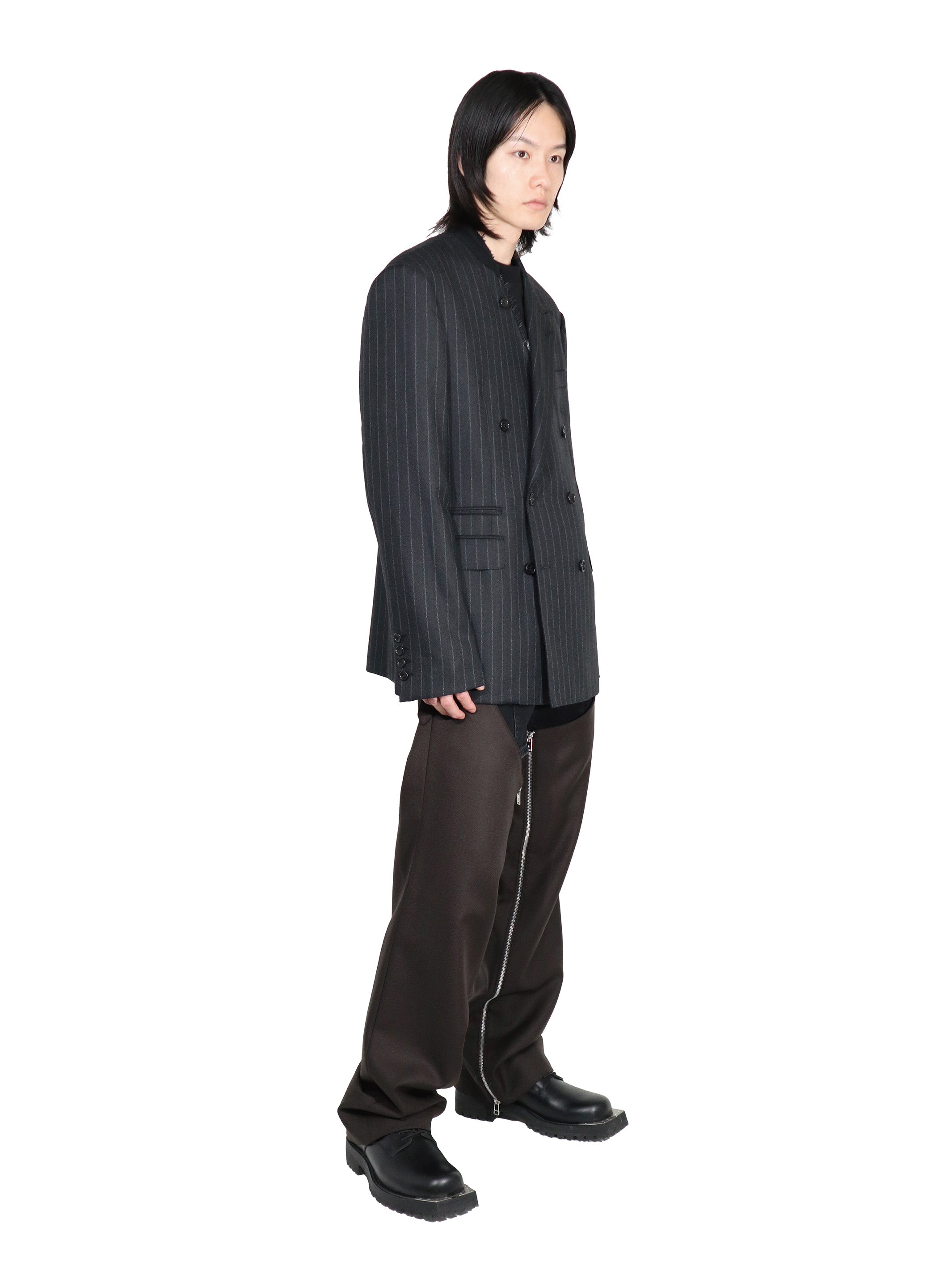MOHAIR WOOL ASYMMETRY LAPEL JACKET