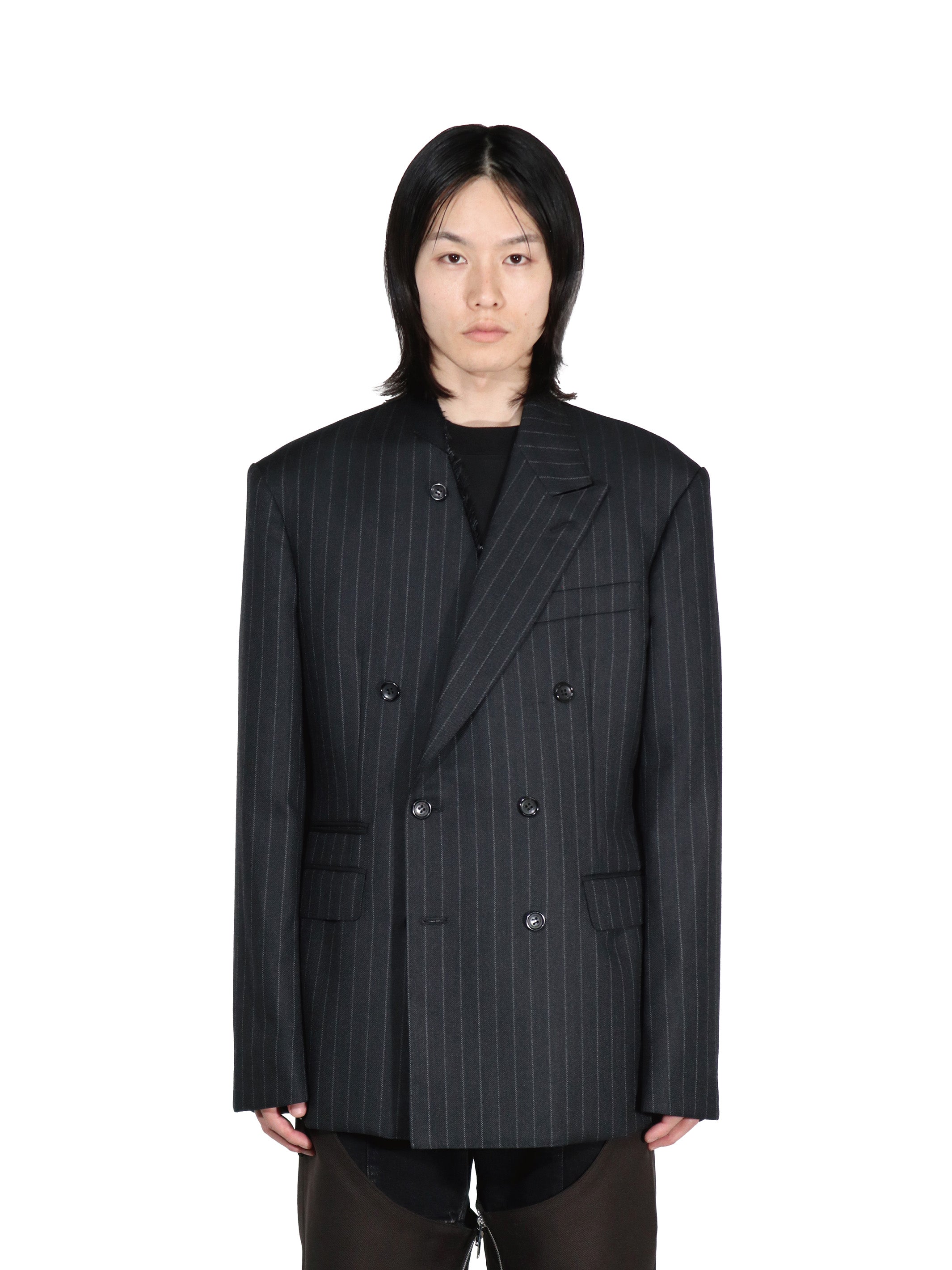 MOHAIR WOOL ASYMMETRY LAPEL JACKET
