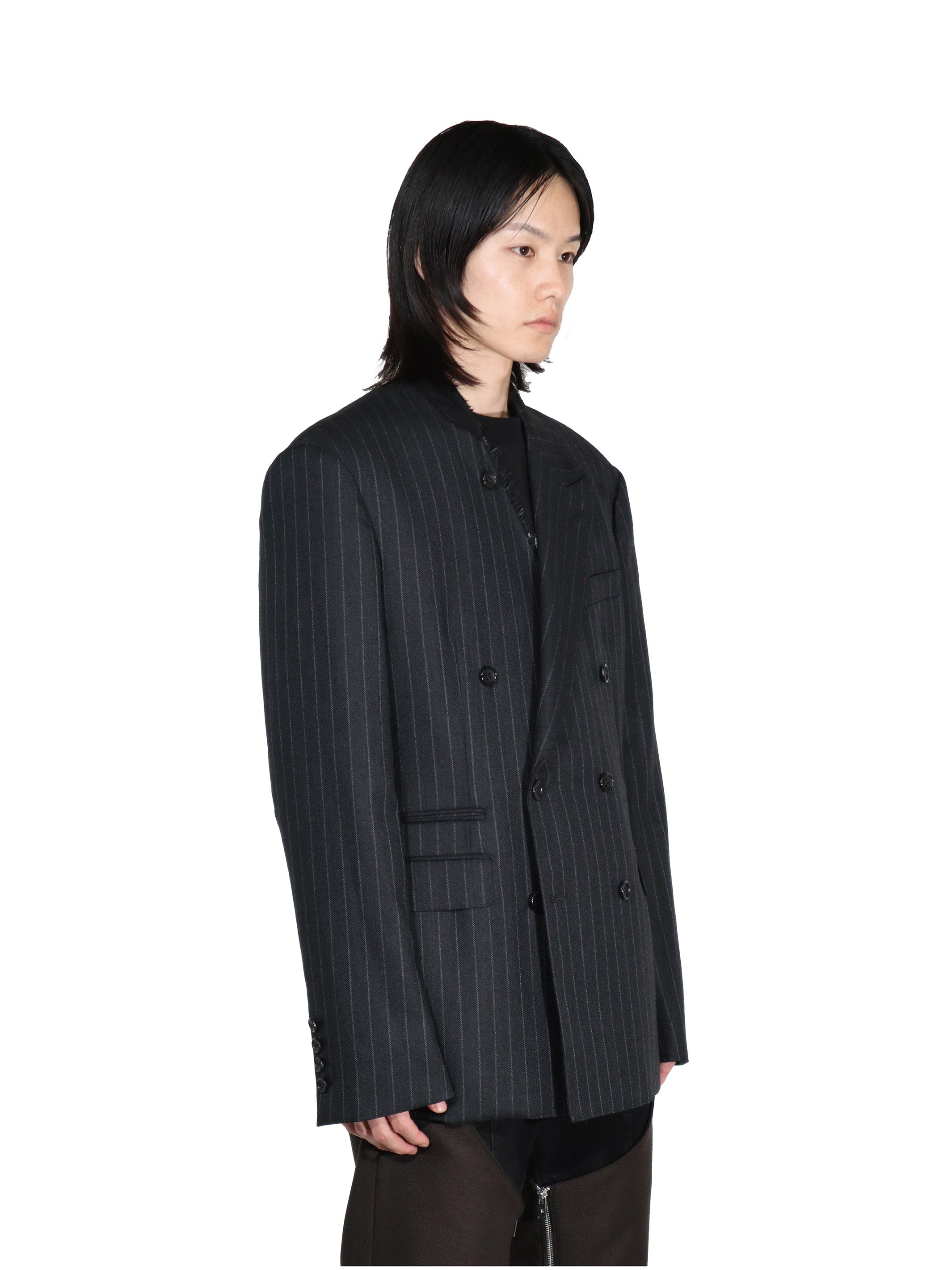 MOHAIR WOOL ASYMMETRY LAPEL JACKET