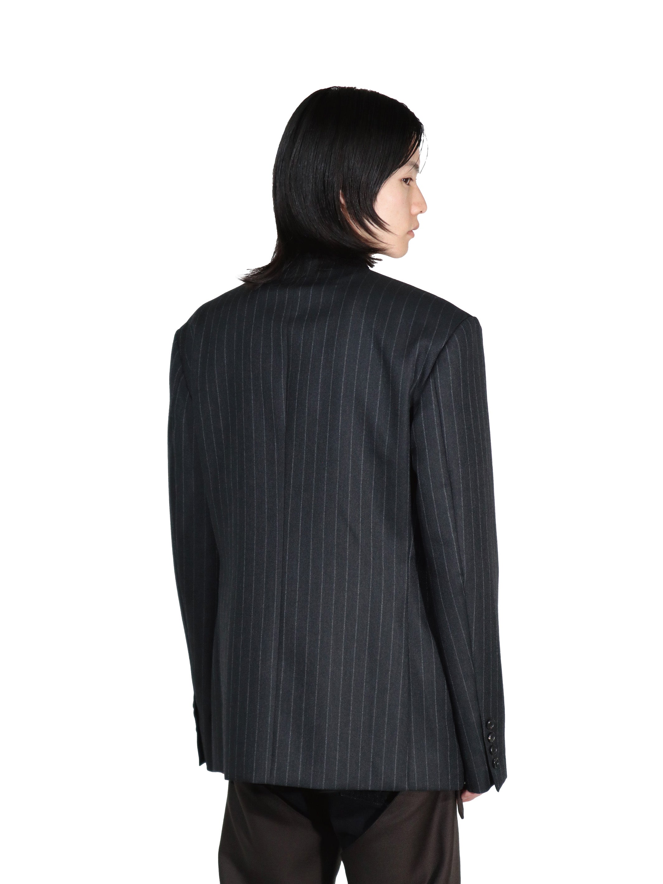 MOHAIR WOOL ASYMMETRY LAPEL JACKET