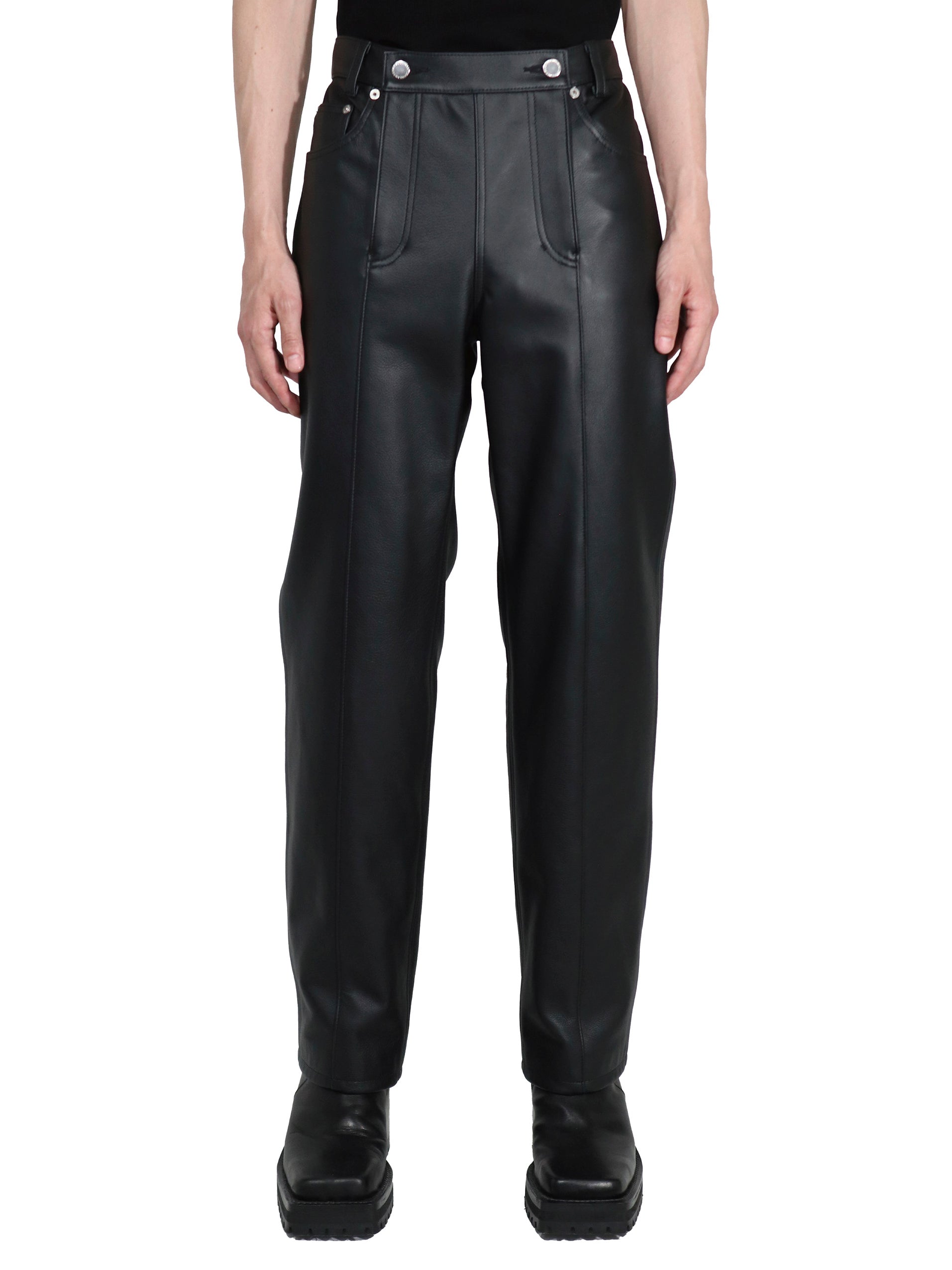 LEATHER DOUBLE ZIPPERFLY PANTS