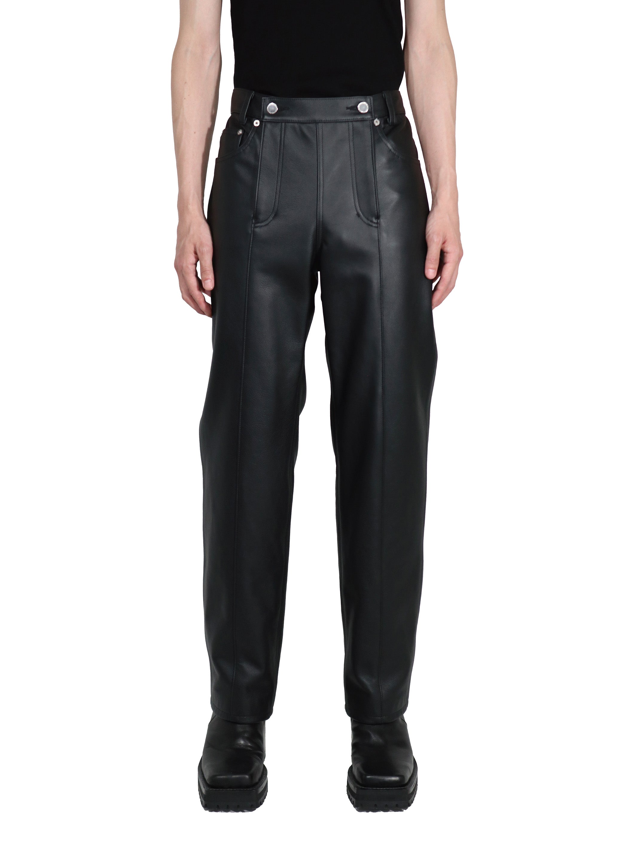 LEATHER DOUBLE ZIPPERFLY PANTS