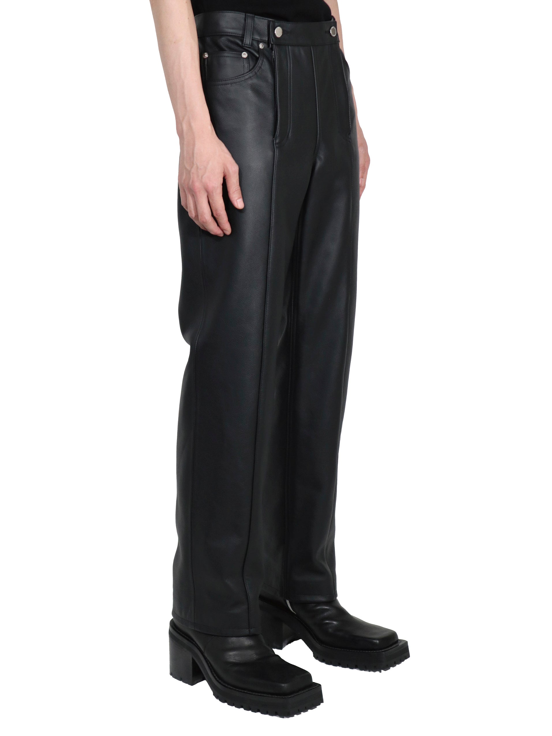 LEATHER DOUBLE ZIPPERFLY PANTS