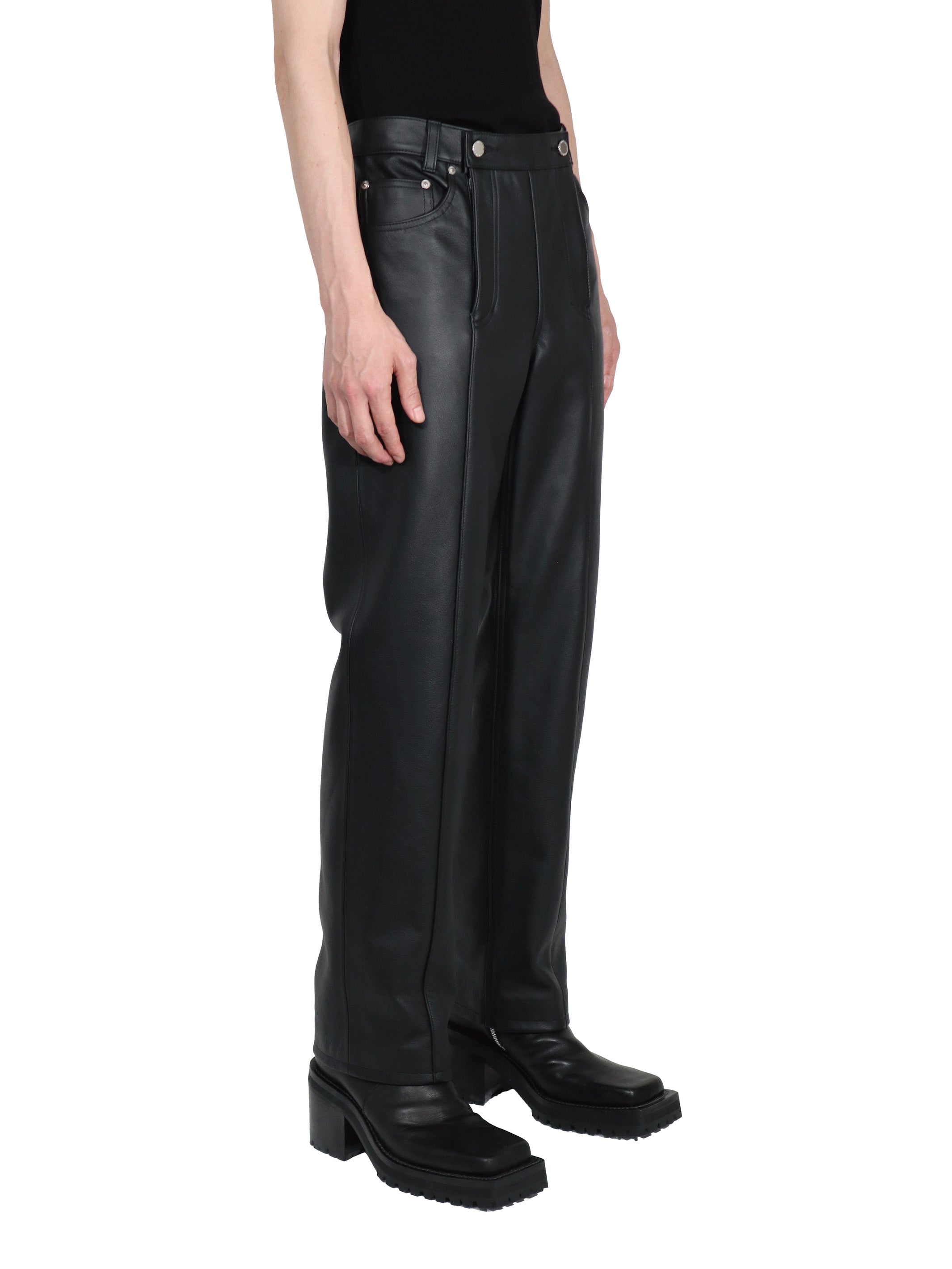 LEATHER DOUBLE ZIPPERFLY PANTS