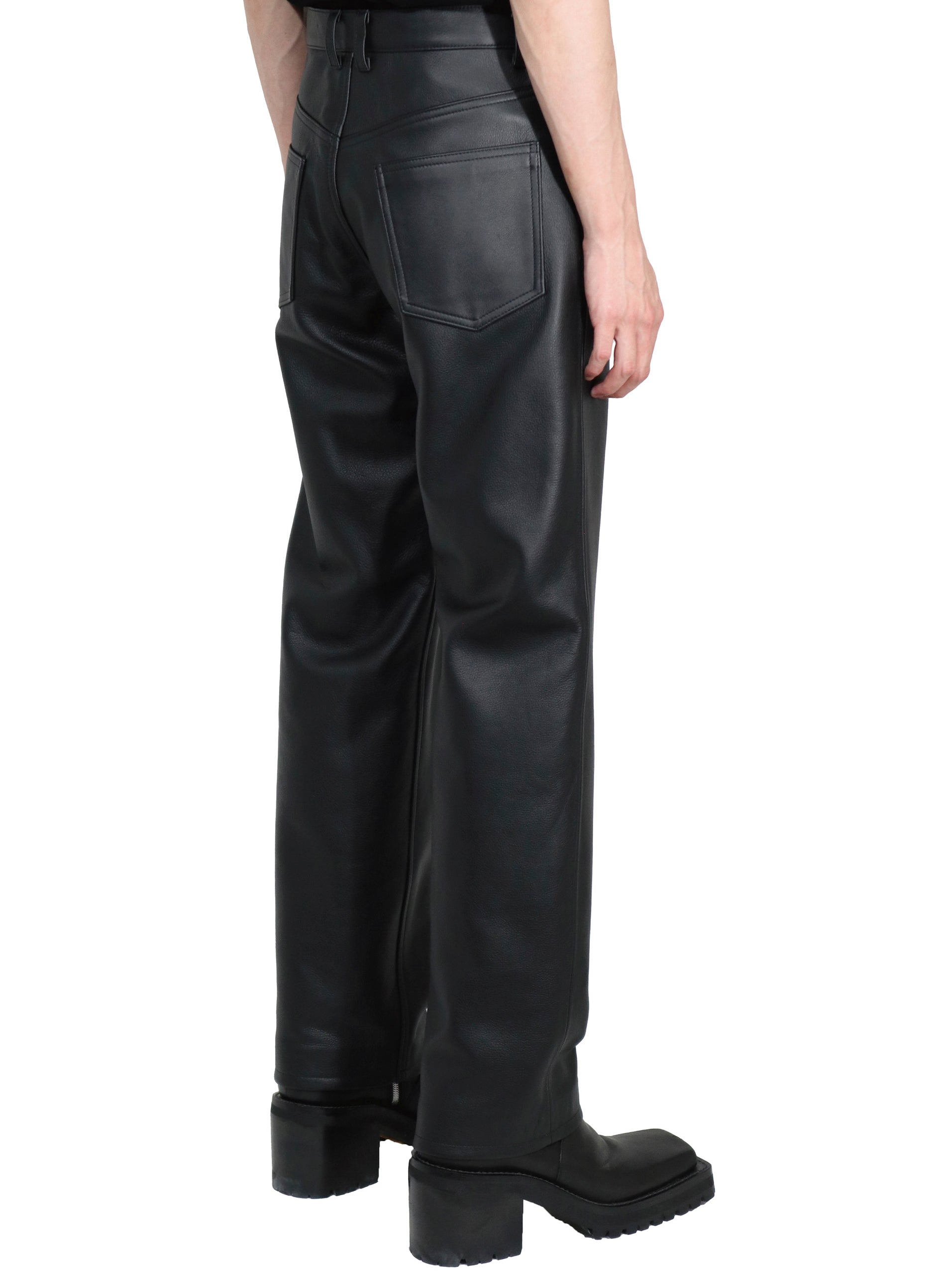 LEATHER DOUBLE ZIPPERFLY PANTS