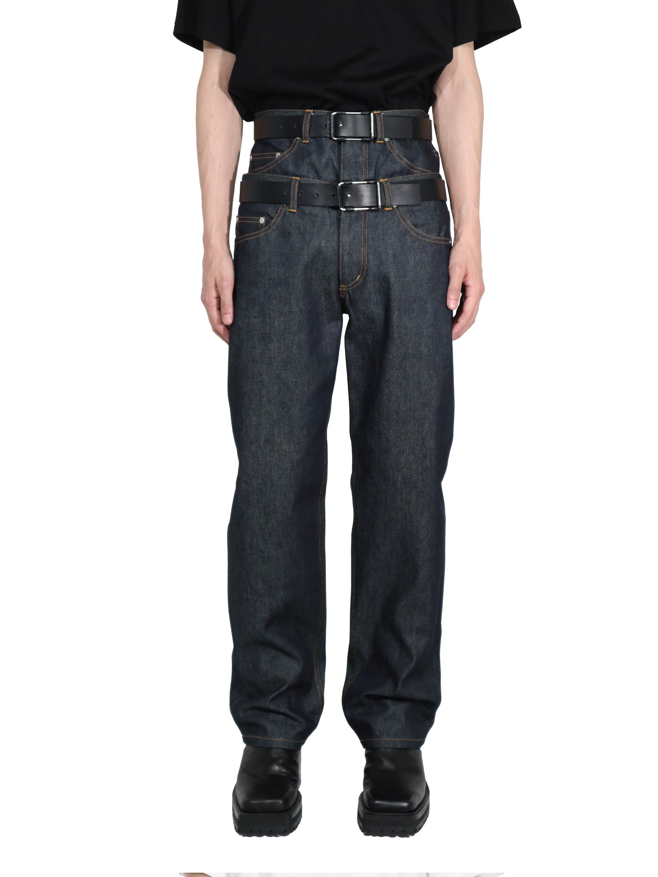 RIGID DENIM DOUBLE STACKED PANTS